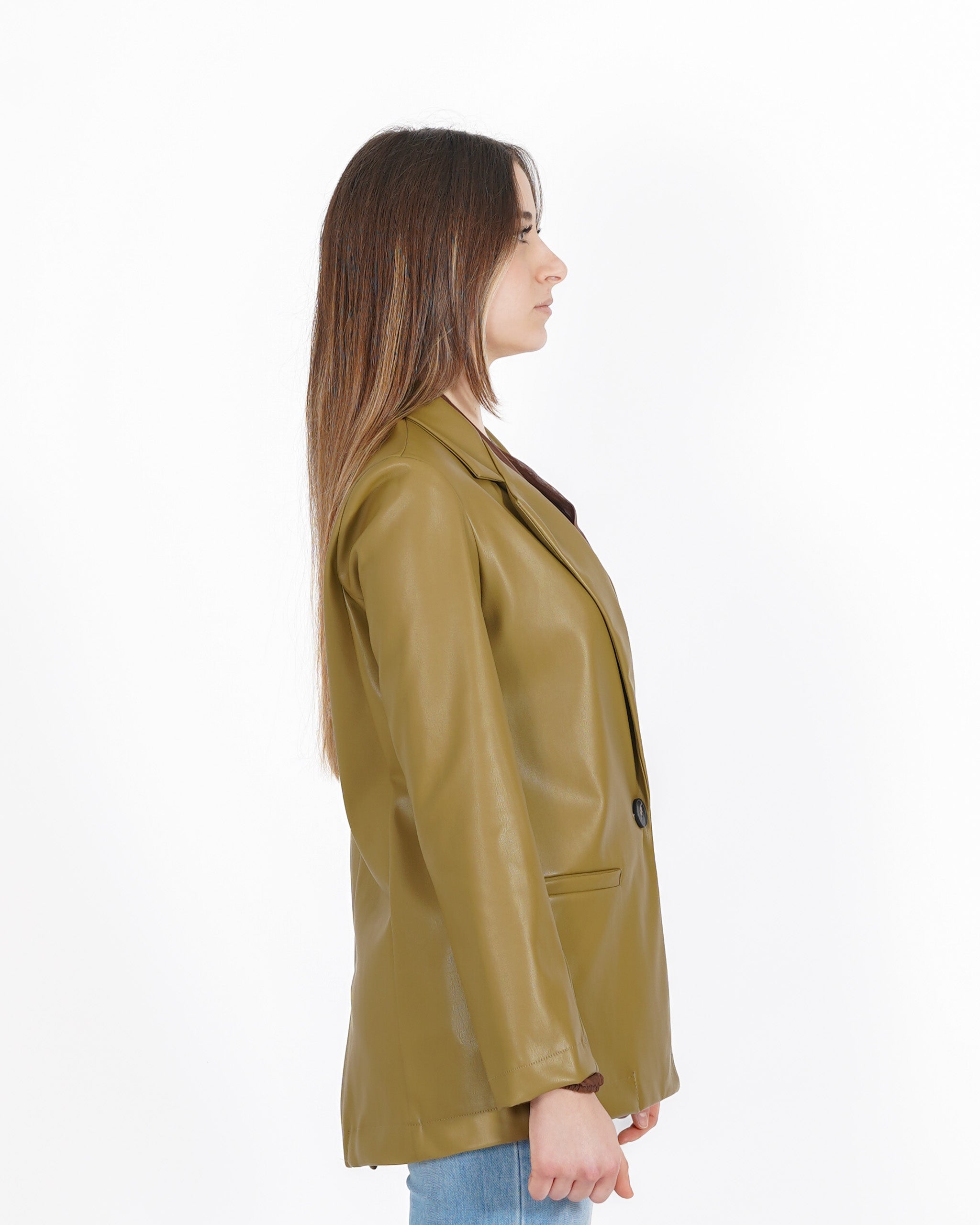 Blazer monopetto in tessuti eco pelle - Blinken - Hope Fashion