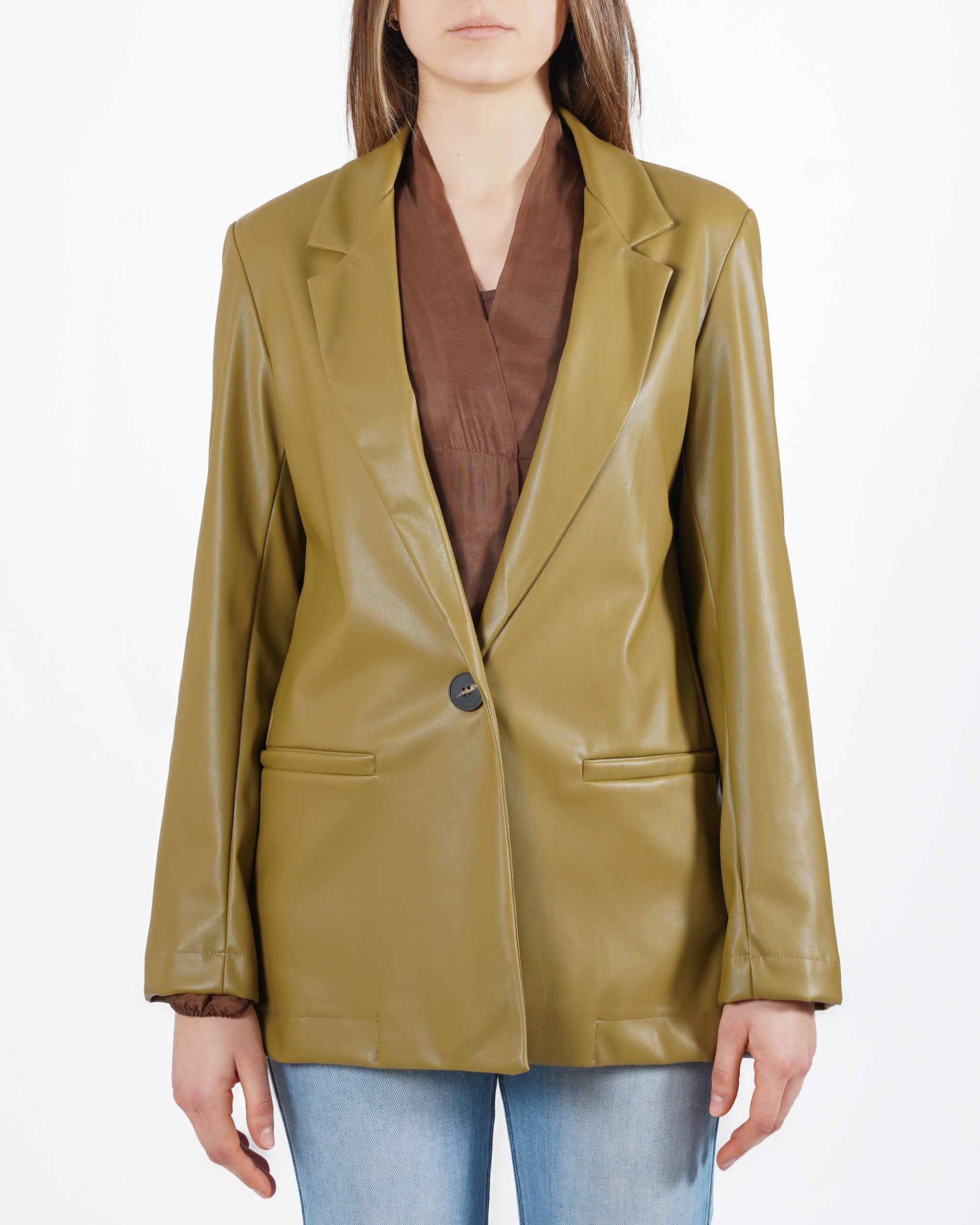 Blazer monopetto in tessuti eco pelle - Blinken - Hope Fashion