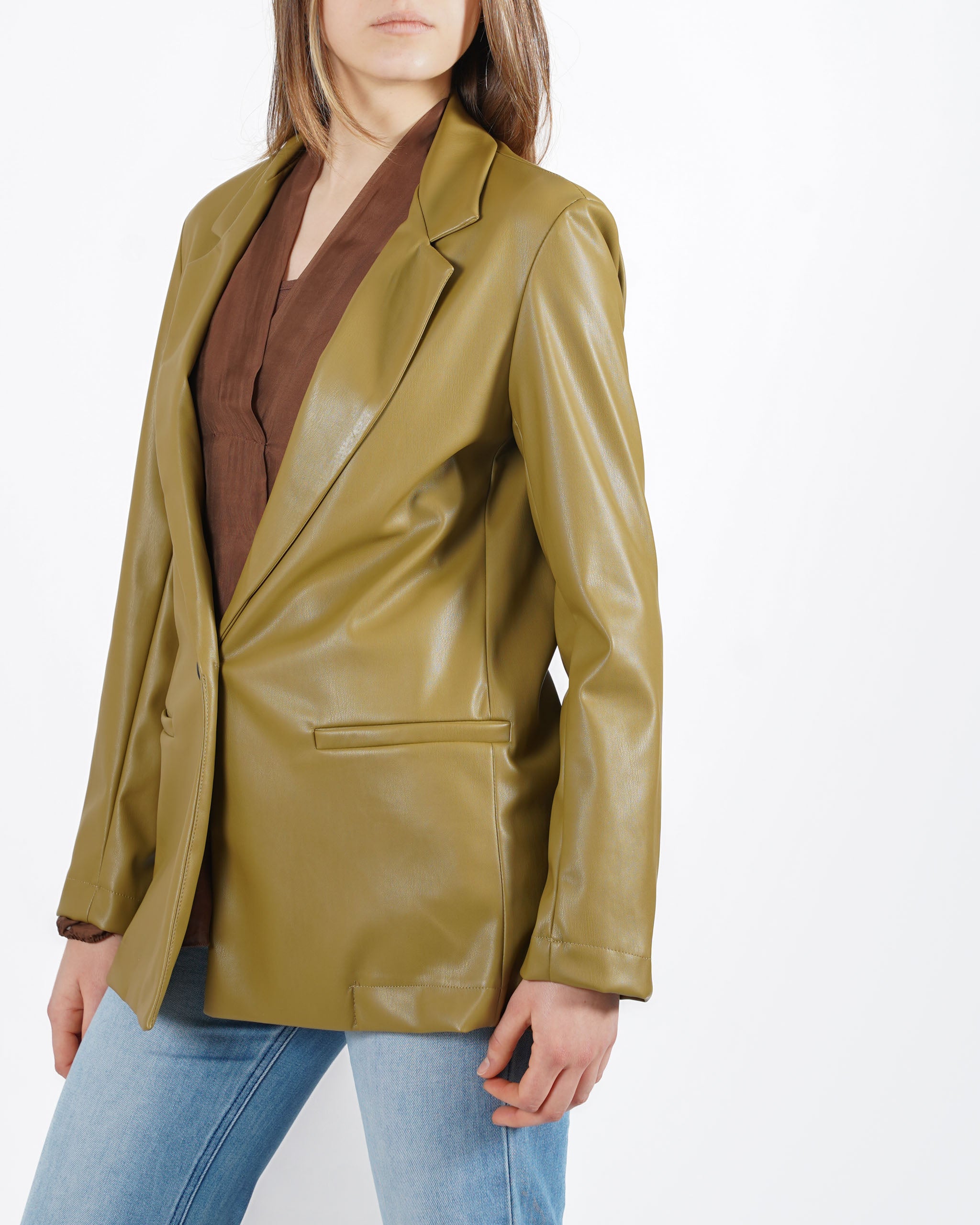 Blazer monopetto in tessuti eco pelle - Blinken - Hope Fashion