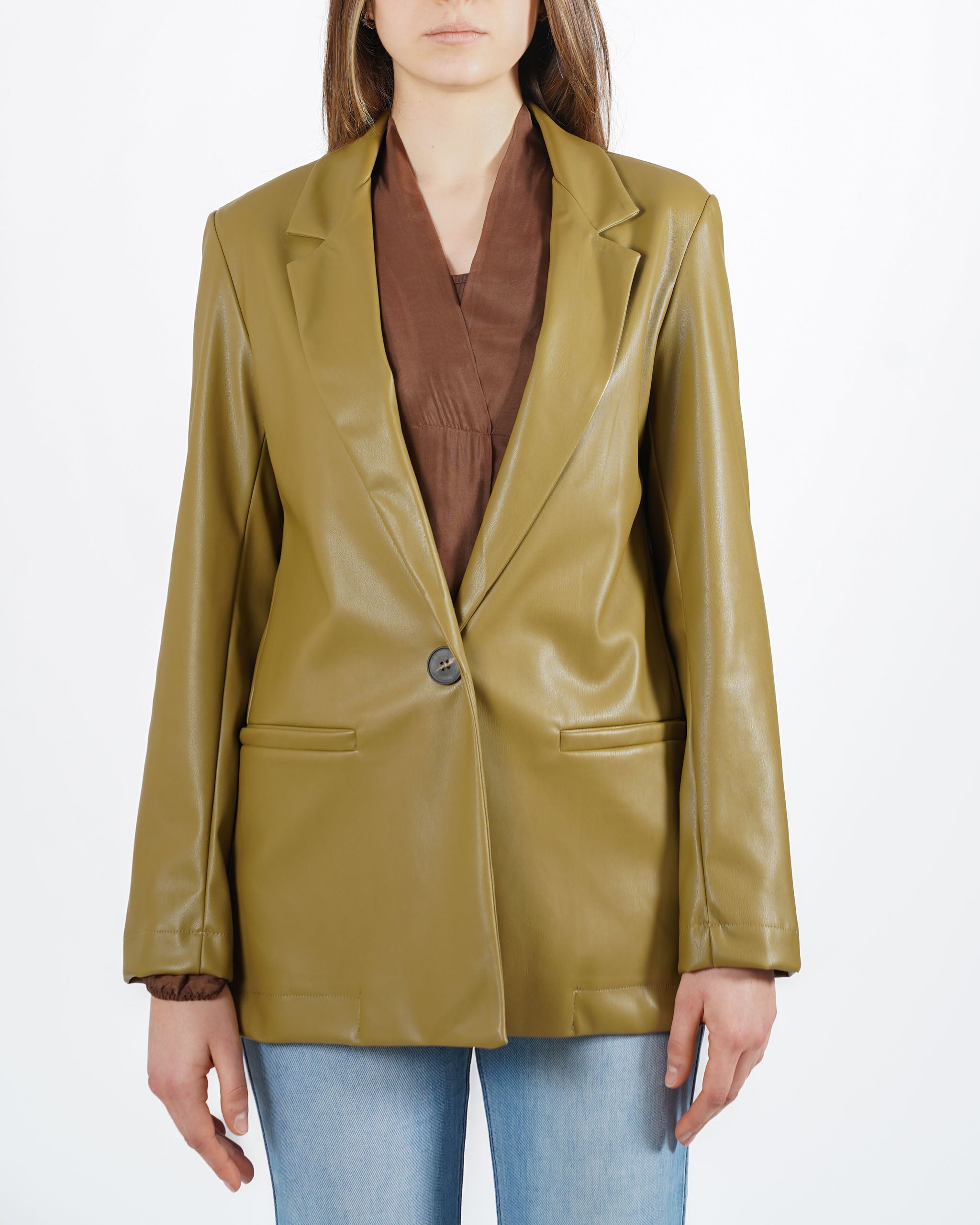 Blazer monopetto in tessuti eco pelle - Blinken - Hope Fashion
