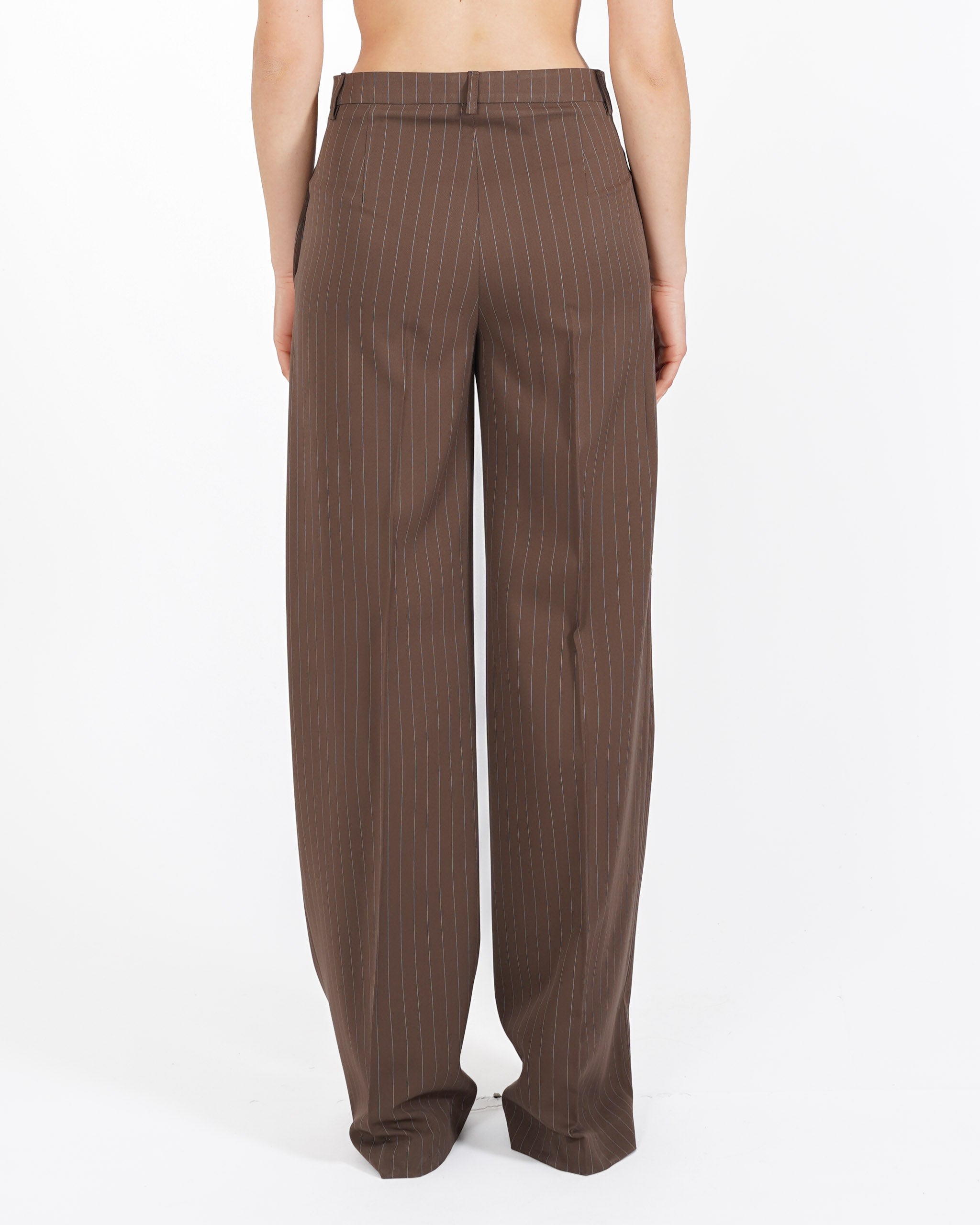 Pantaloni palazzo gessati in eco fibra - Preston