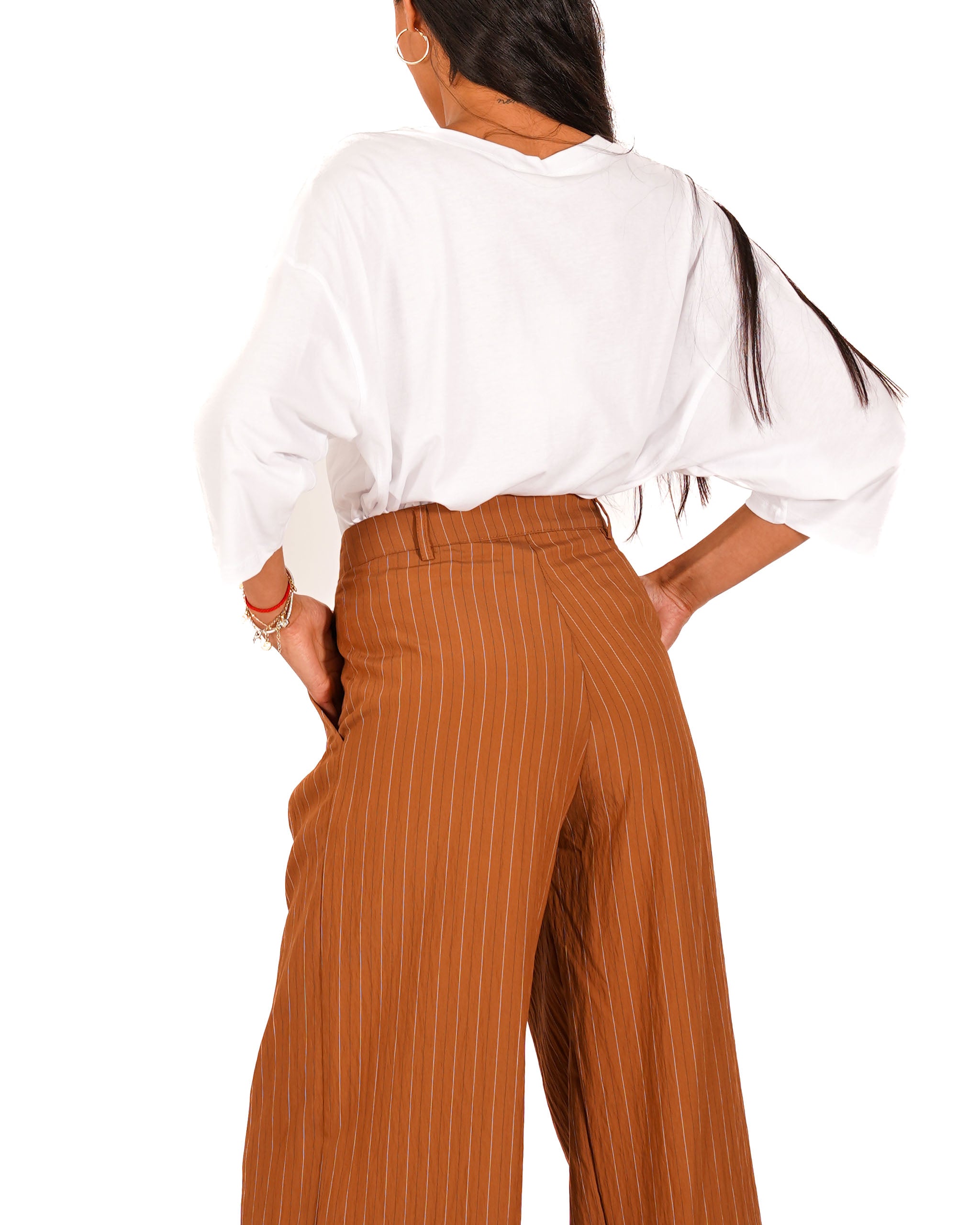 Pantaloni gessati con pence e tasche a filo - Soraya
