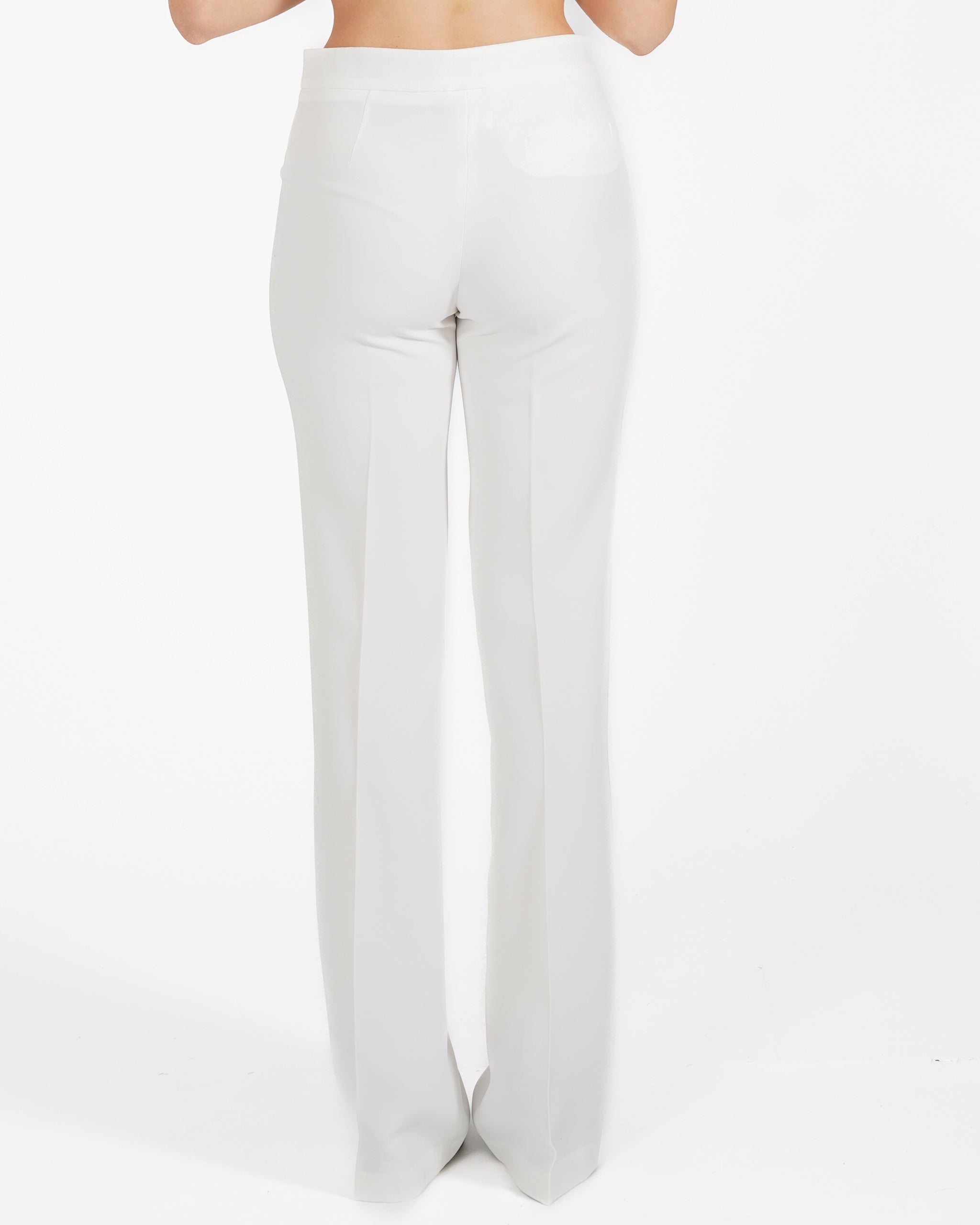 Pantaloni in mano crepe con bustino e bottone rivestito in raso - Clelia