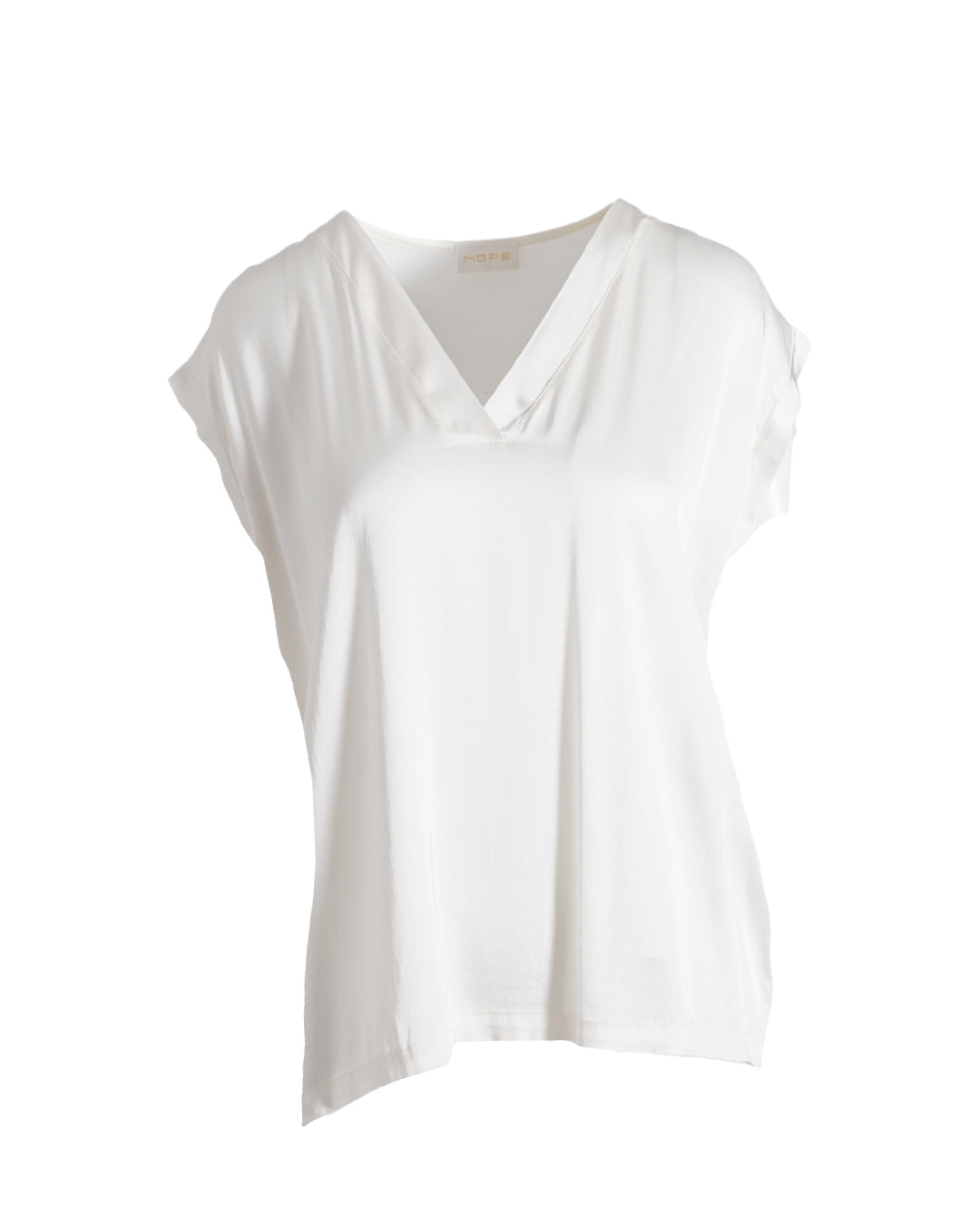 Blusa smanicata scollo a v in raso - Astrid