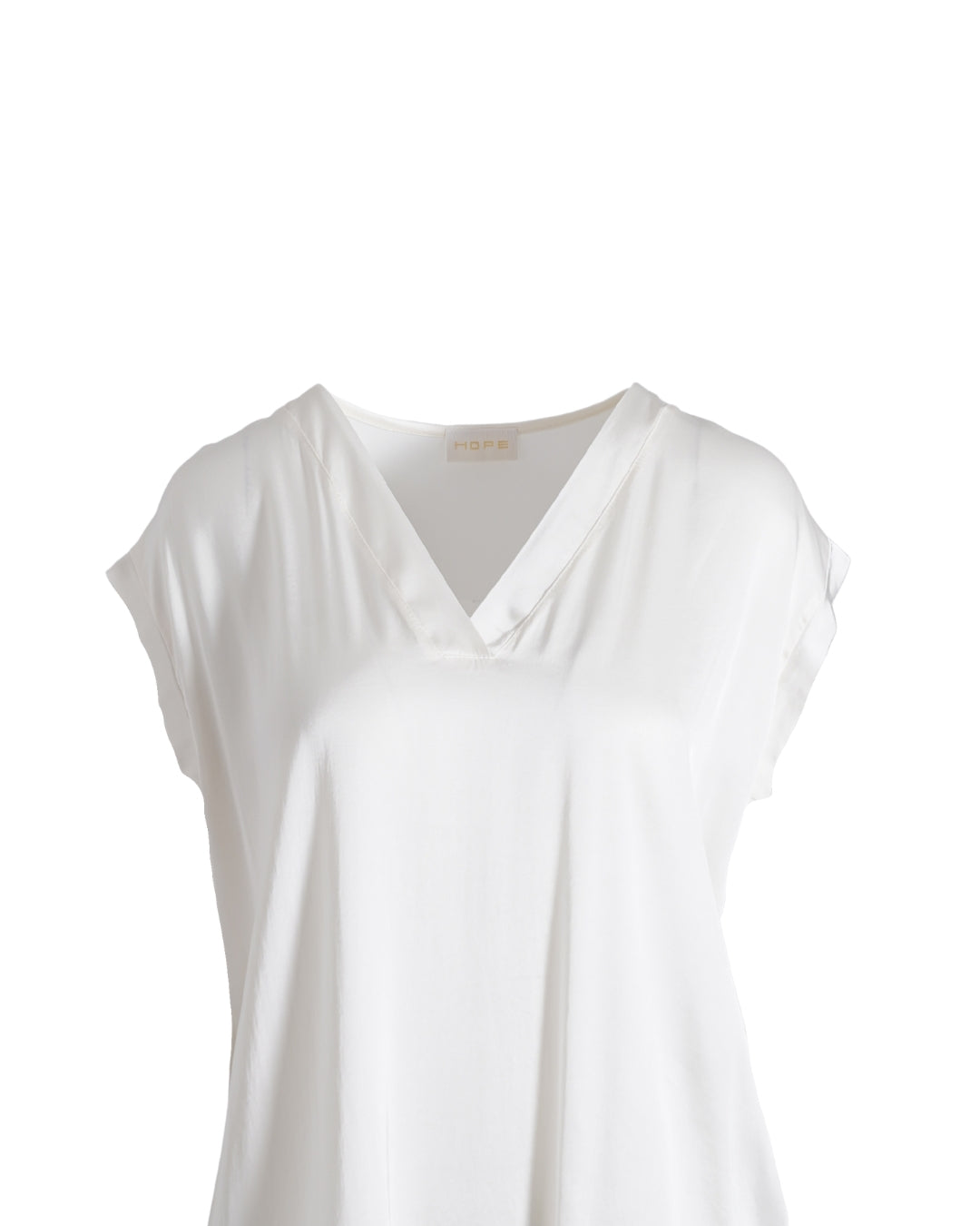 Blusa smanicata scollo a v in raso - Astrid