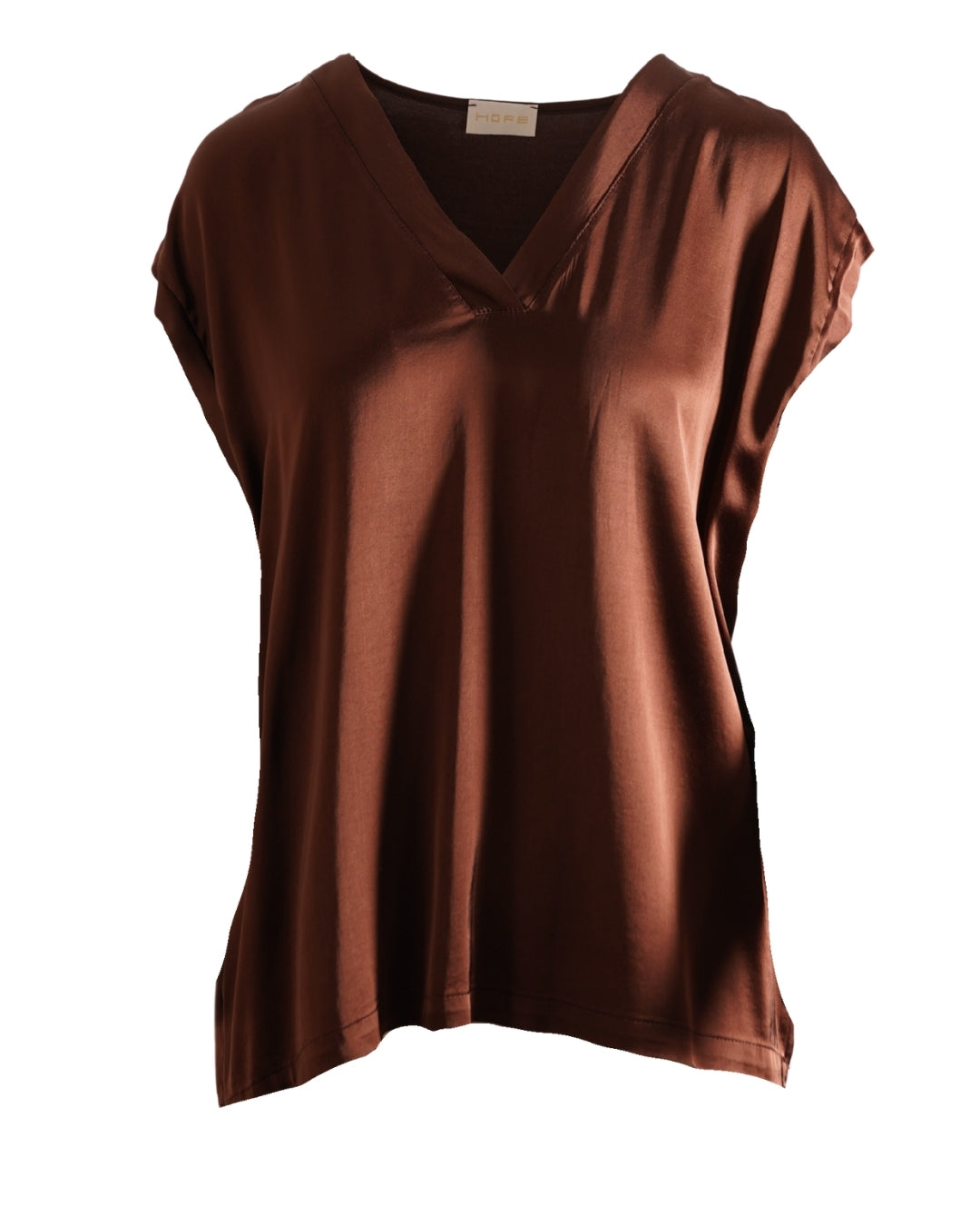 Blusa smanicata scollo a v in raso - Astrid