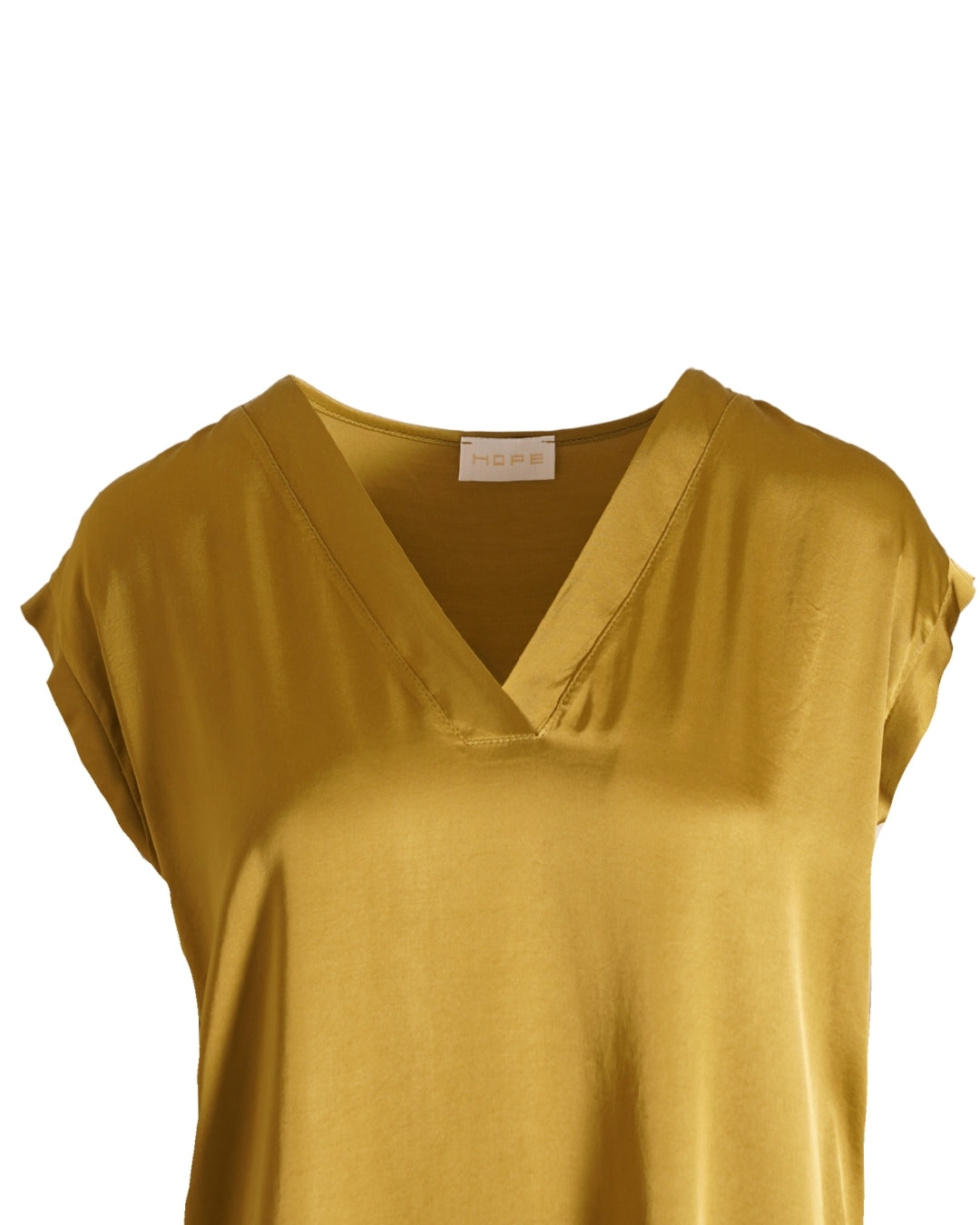 Blusa smanicata scollo a v in raso - Astrid