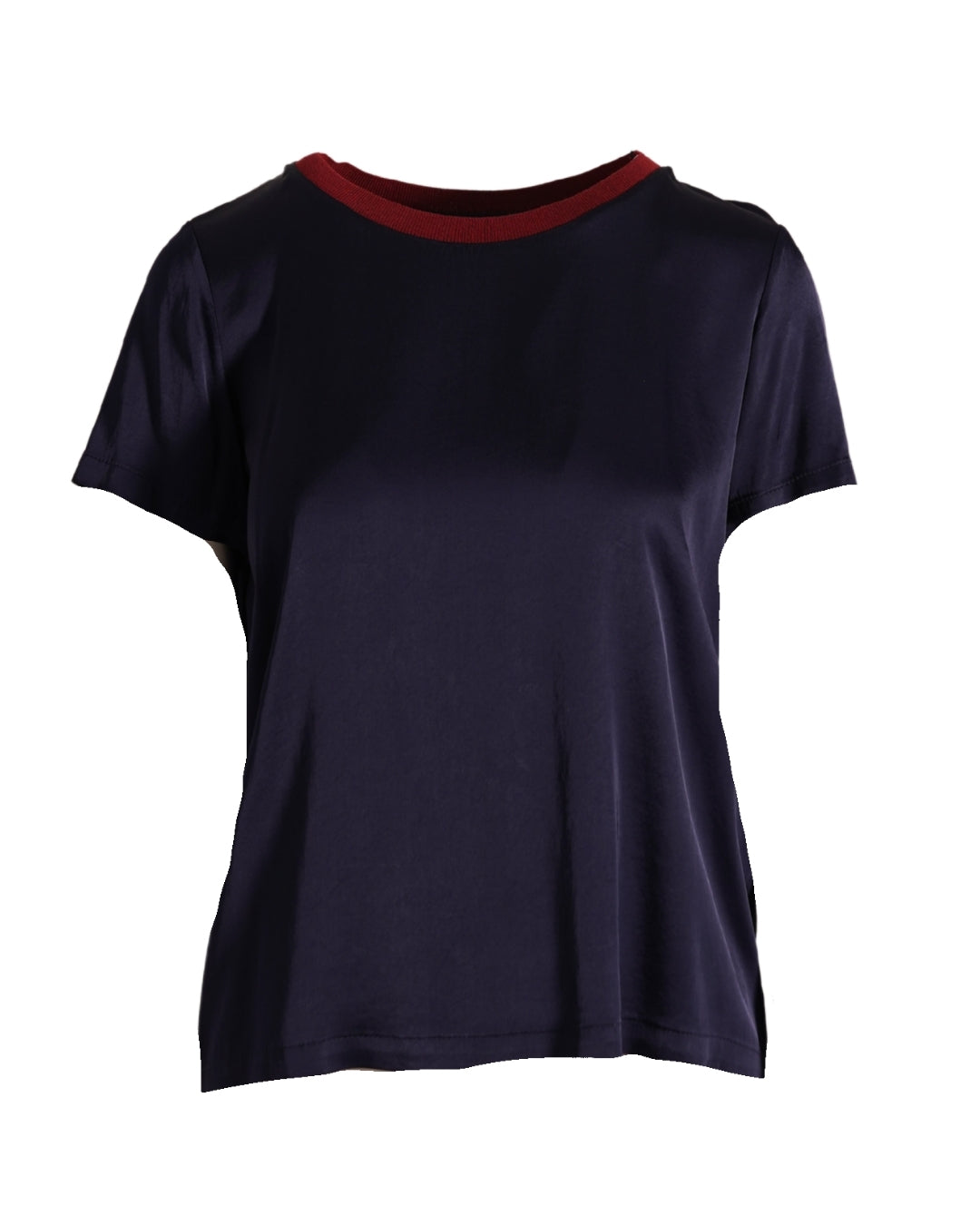 Shirt girocollo con bordi a contrasto in raso - Lazzara