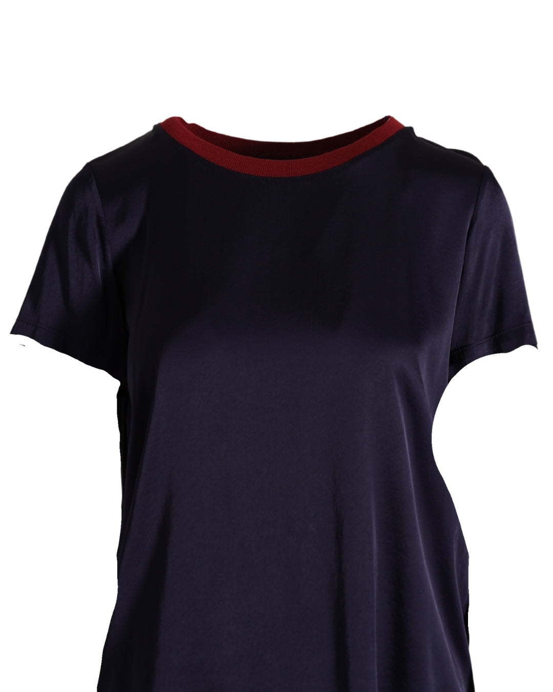 Shirt girocollo con bordi a contrasto in raso - Lazzara