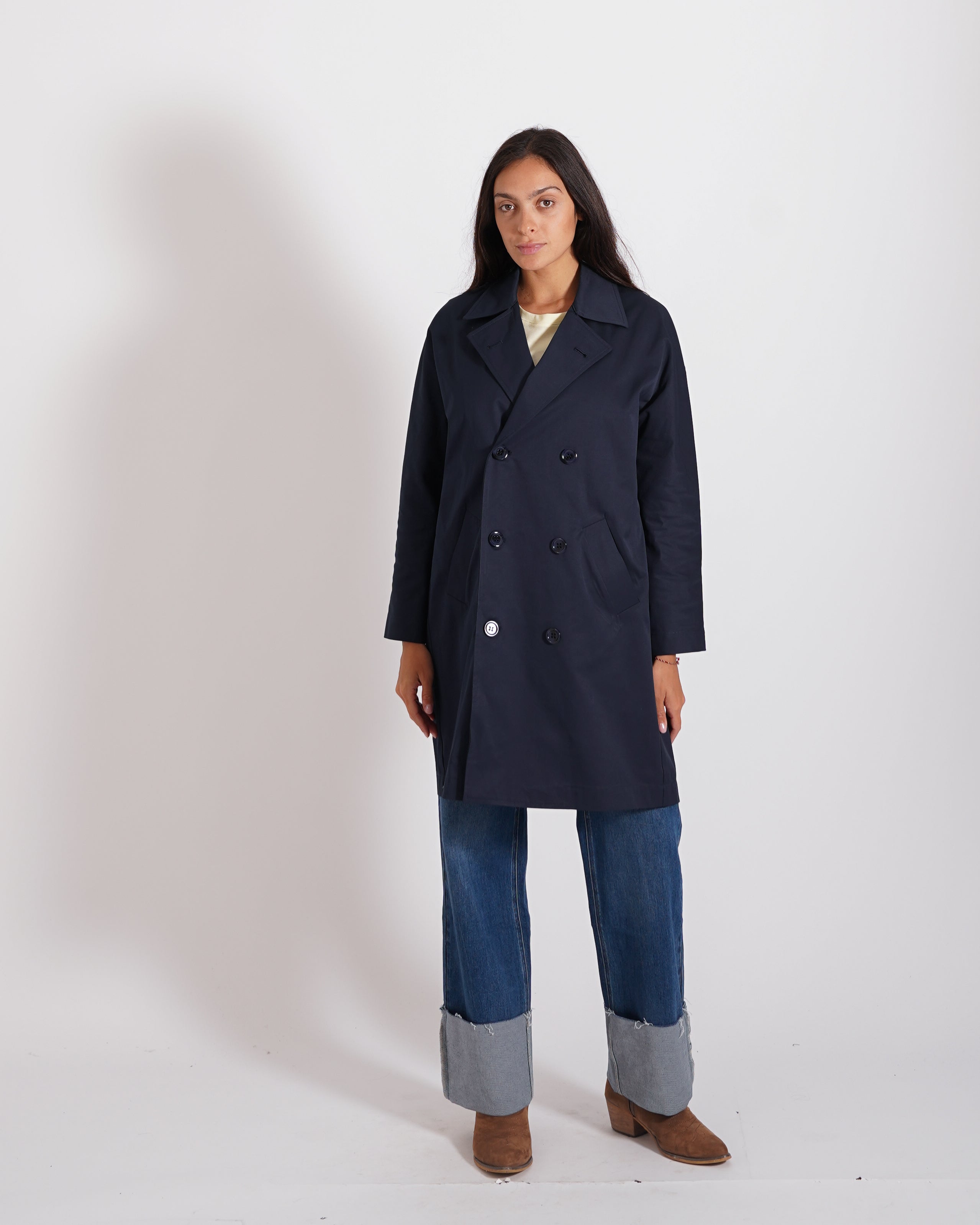 Trench doppiopetto con maniche raglan e tasche - Brocca