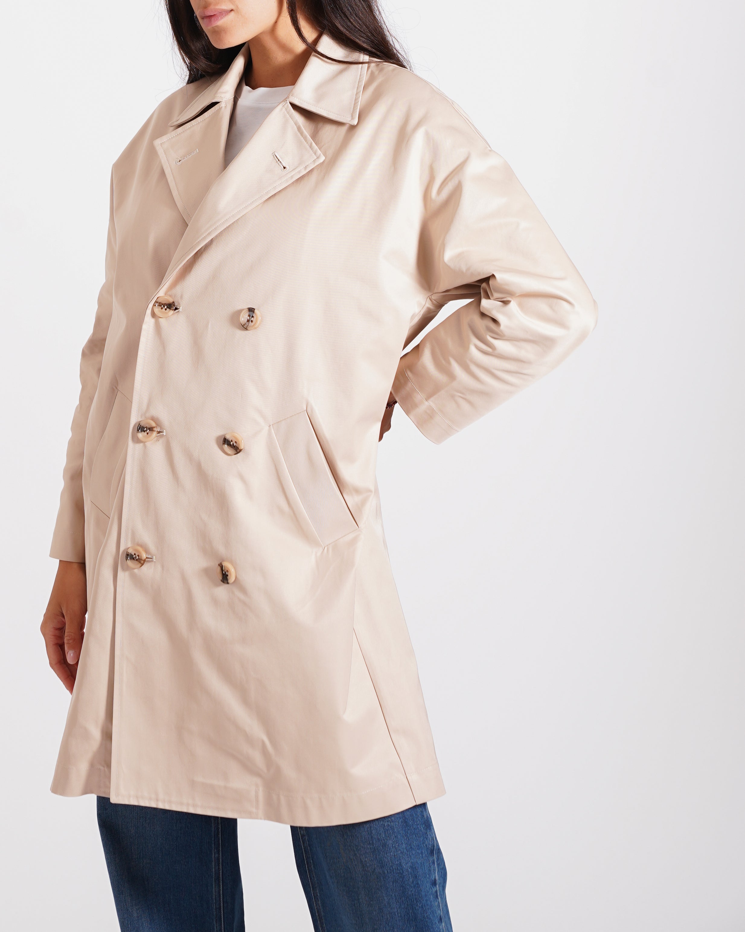 Trench doppiopetto con maniche raglan e tasche - Brocca