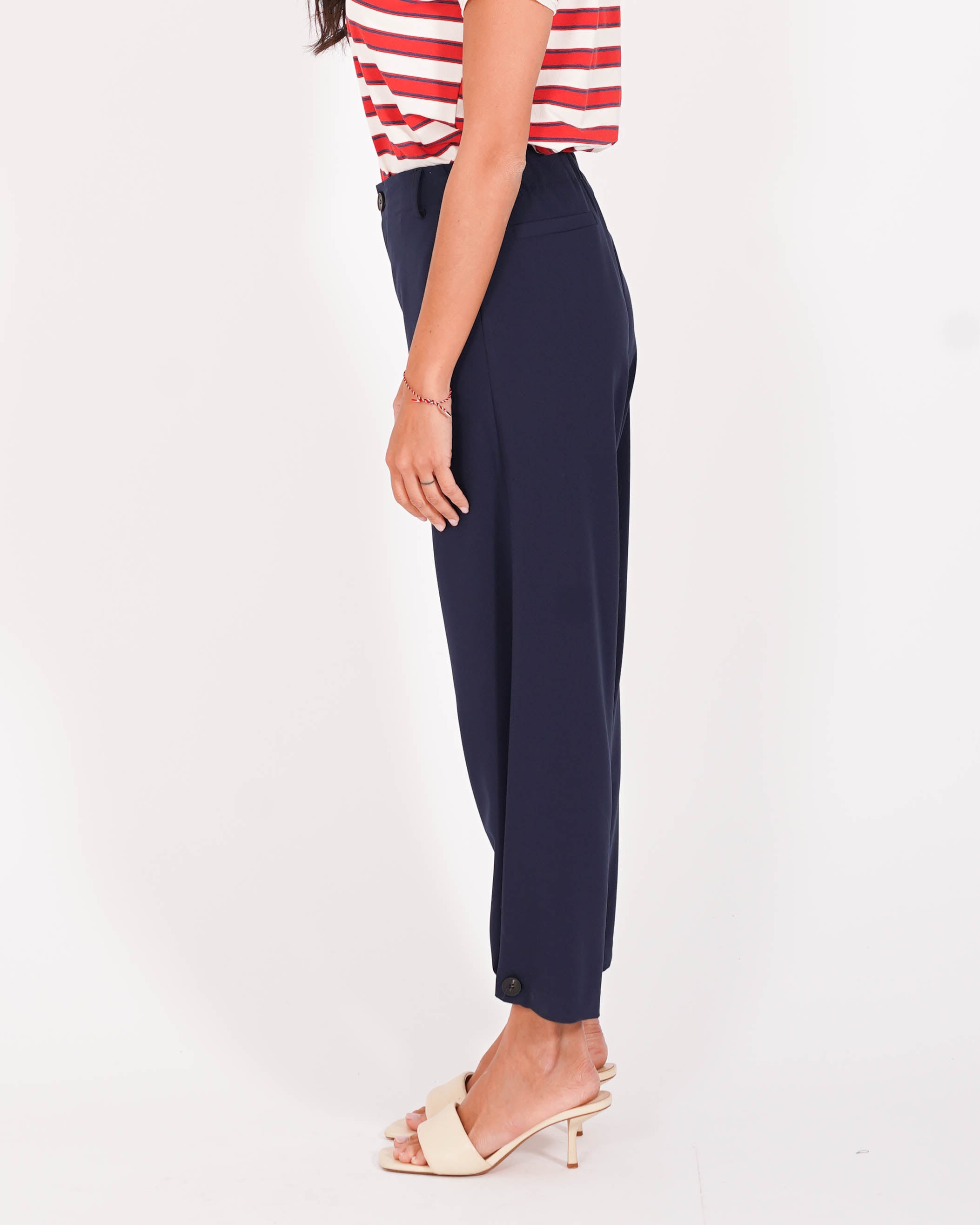 Pantaloni con tasche e bottoncini alla caviglia - Amedea