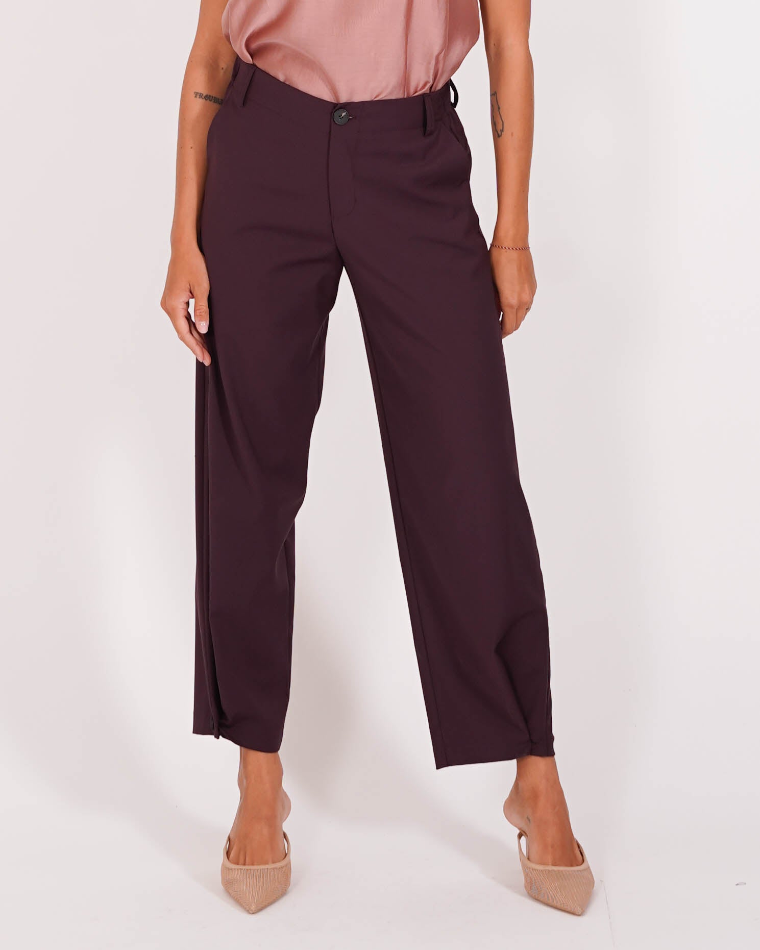 Pantaloni con tasche e bottoncini alla caviglia - Amedea