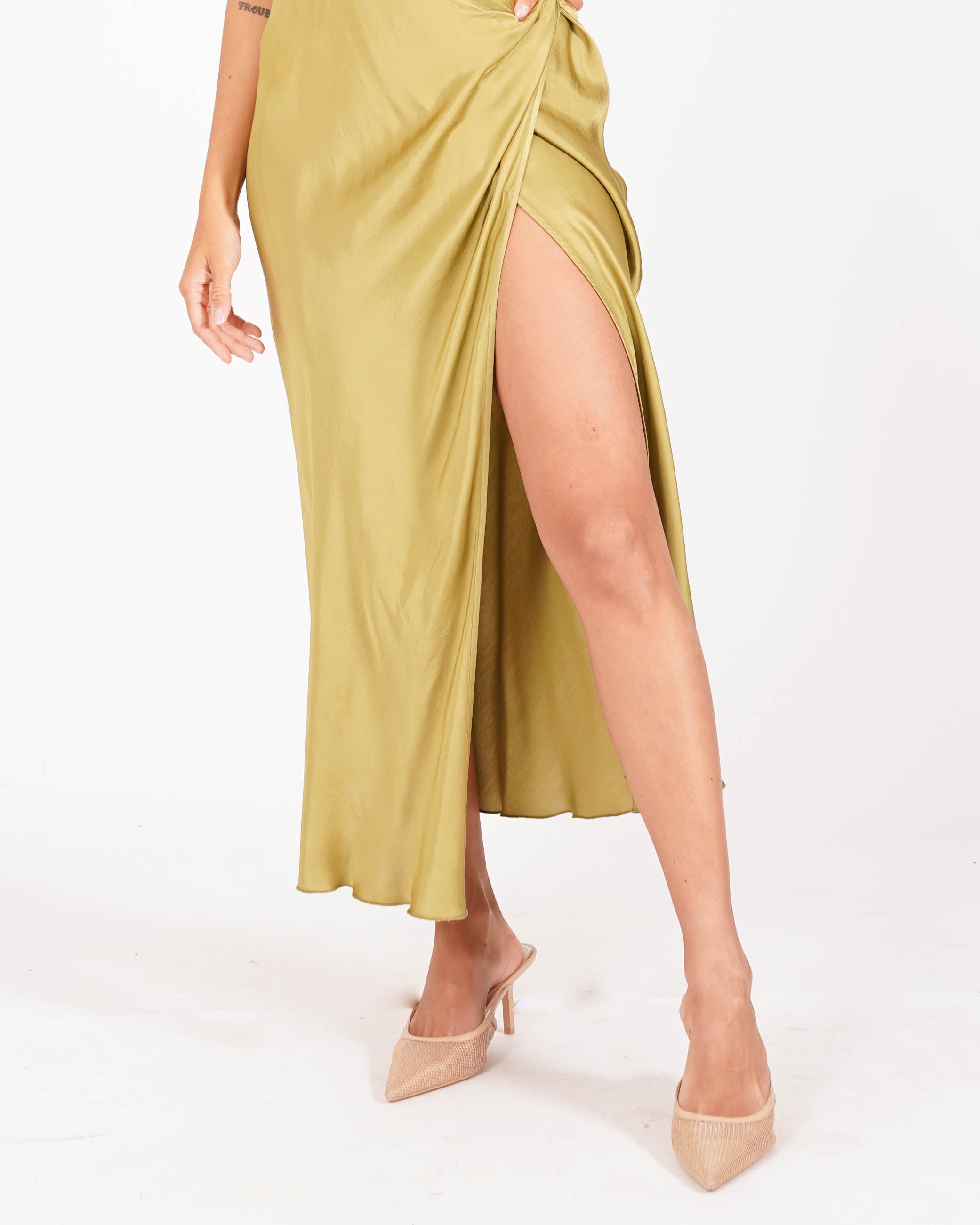 Abito lungo con bretelle e spacco frontale - Licia - Hope Fashion