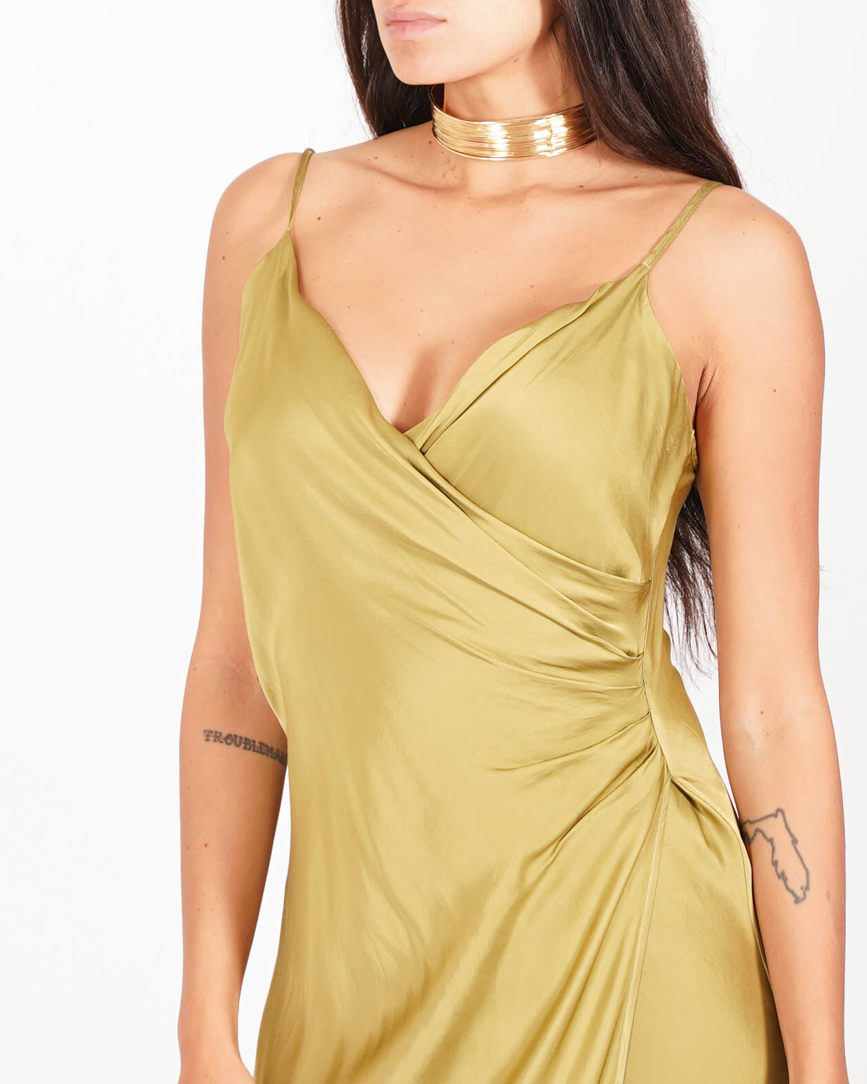 Abito lungo con bretelle e spacco frontale - Licia - Hope Fashion