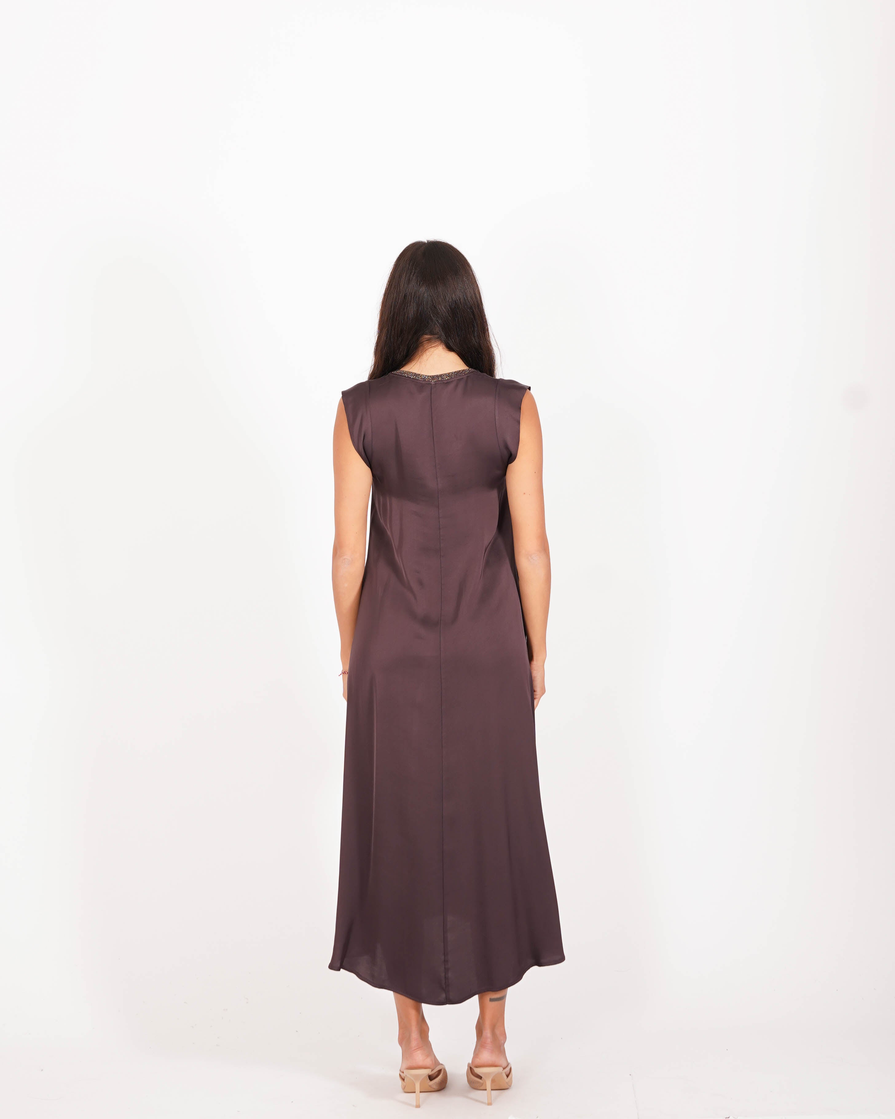 Abito scollo a v con inserti in lurex - Leonardo