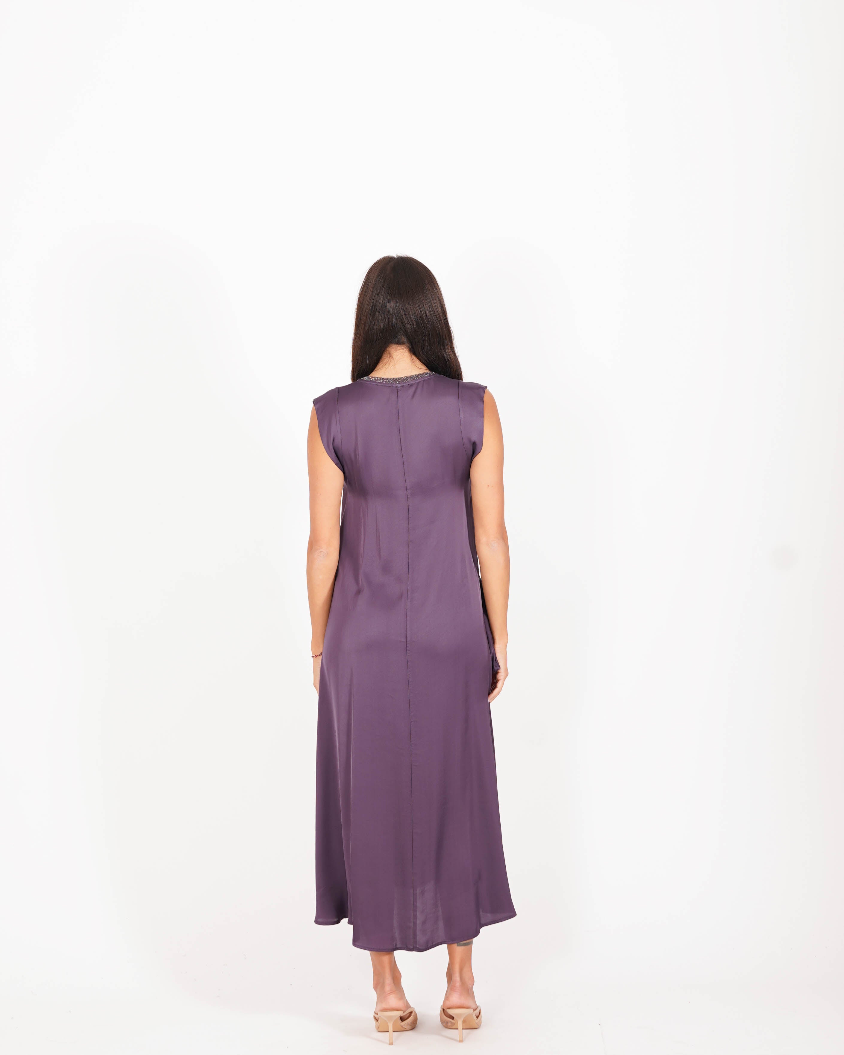 Abito scollo a v con inserti in lurex - Leonardo