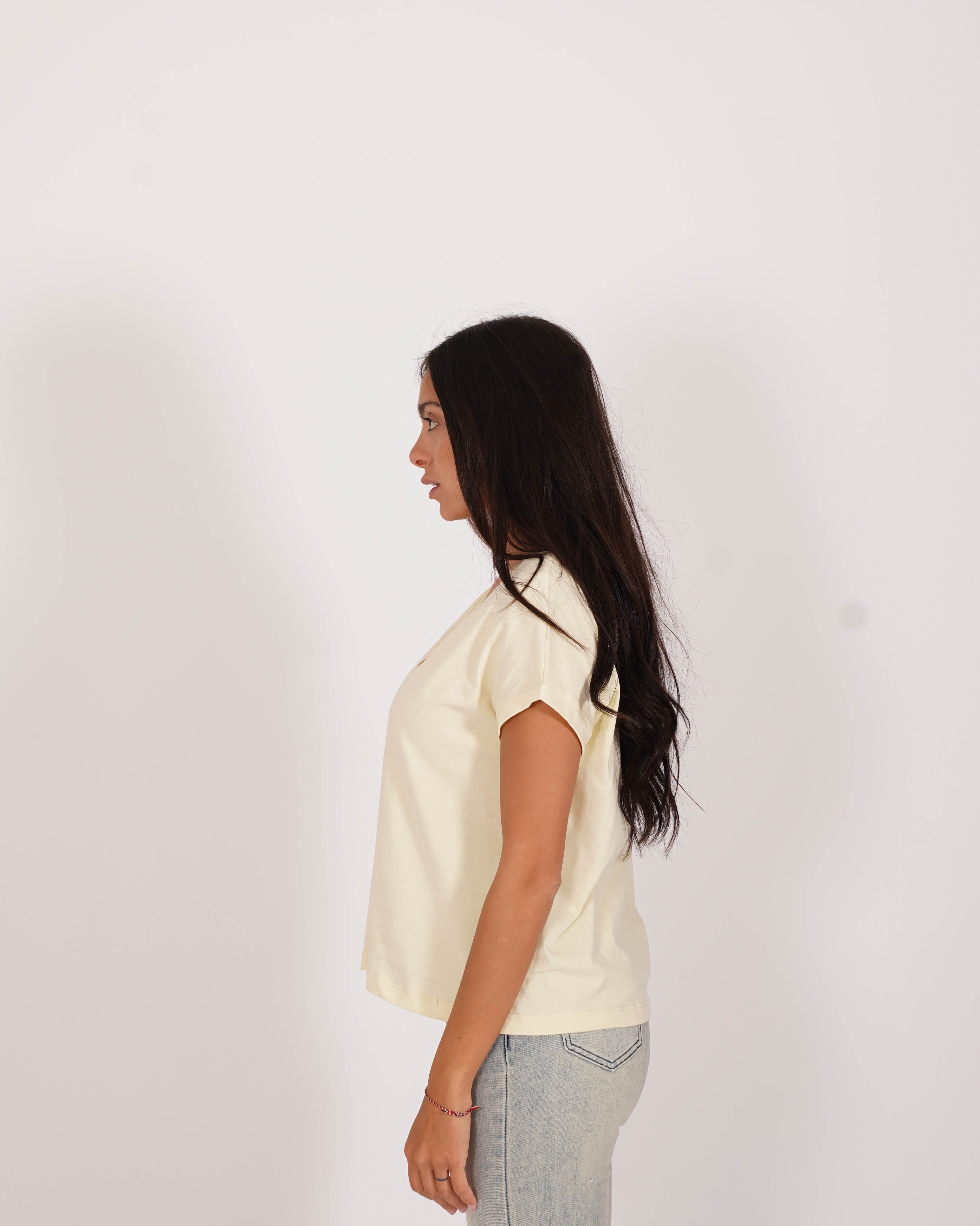Shirt scollo a v con vestibilità regular in cotone - Costanza