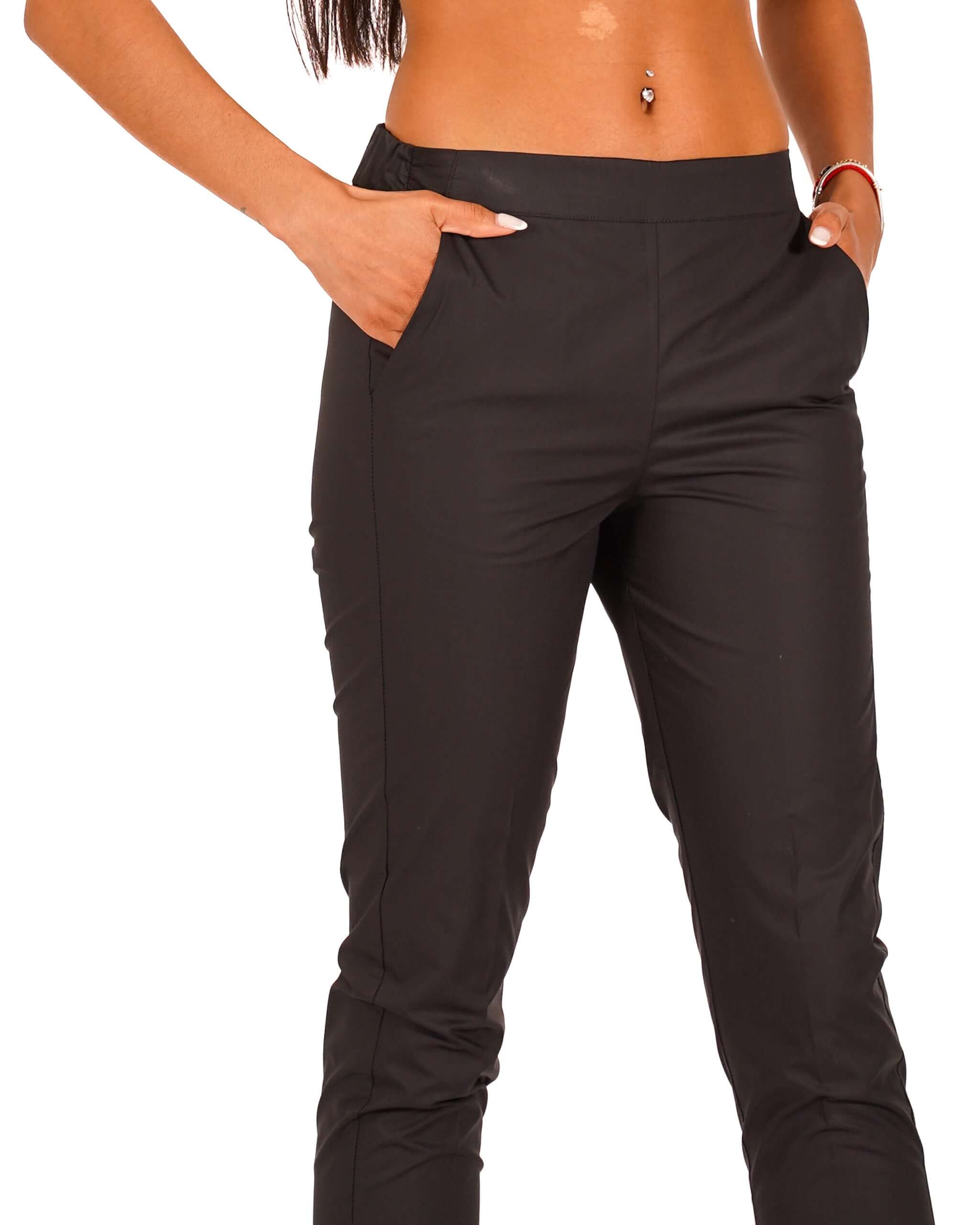 Pantaloni slim fit in tessuto di cotone con tasche ed elastico sul retro - Judas