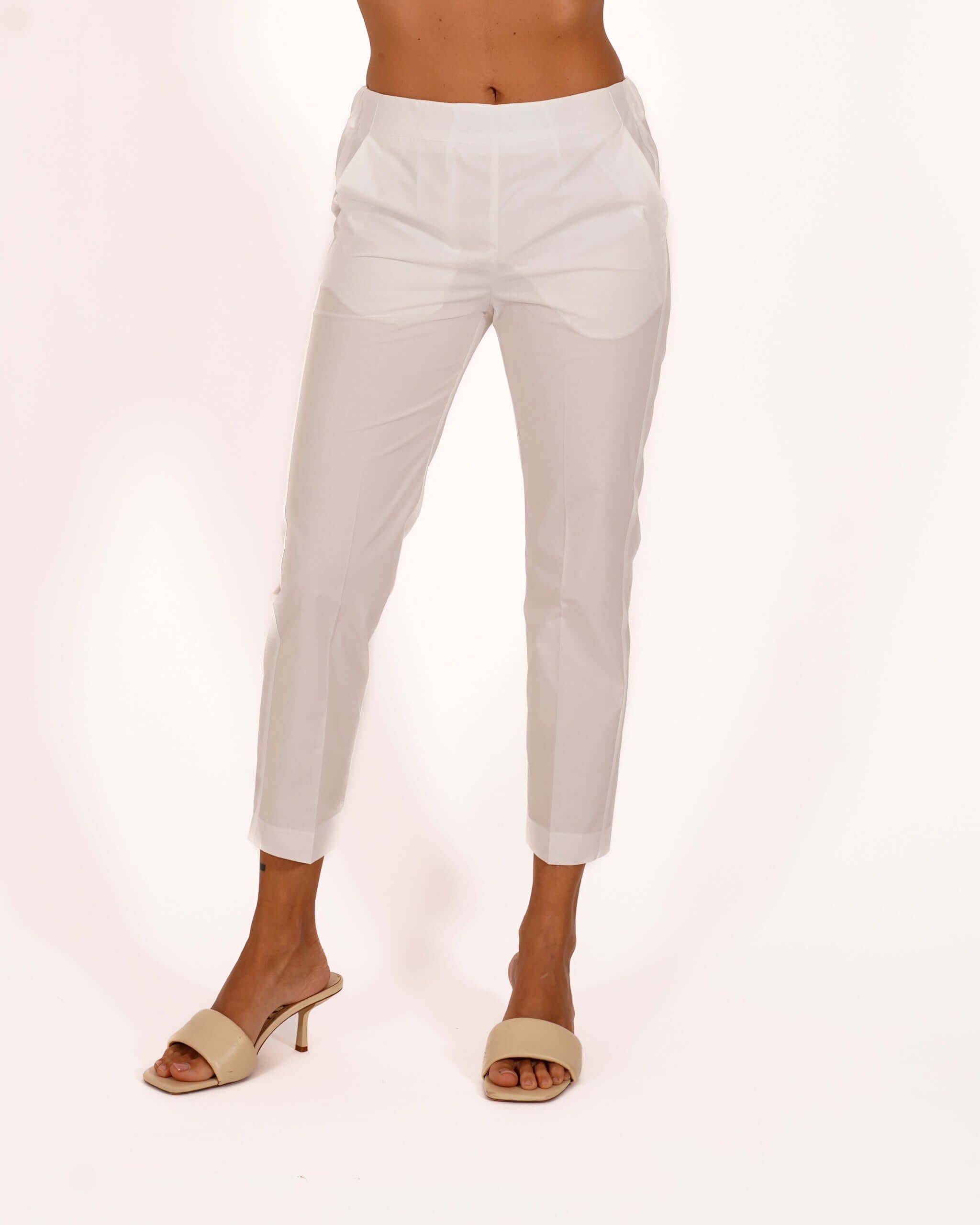 Pantaloni slim fit in tessuto di cotone con tasche ed elastico sul retro - Judas