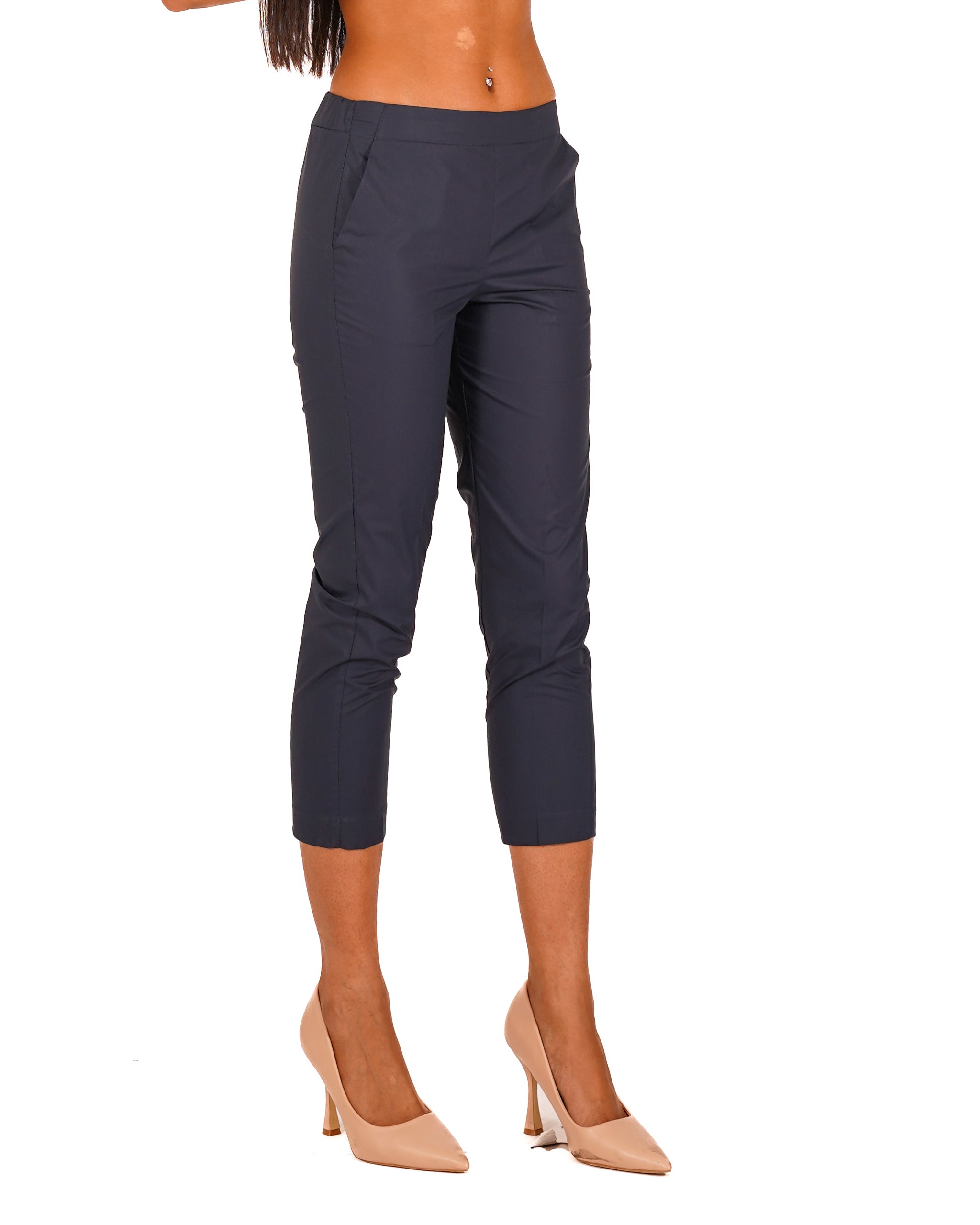 Pantaloni slim fit in tessuto di cotone con tasche ed elastico sul retro - Judas