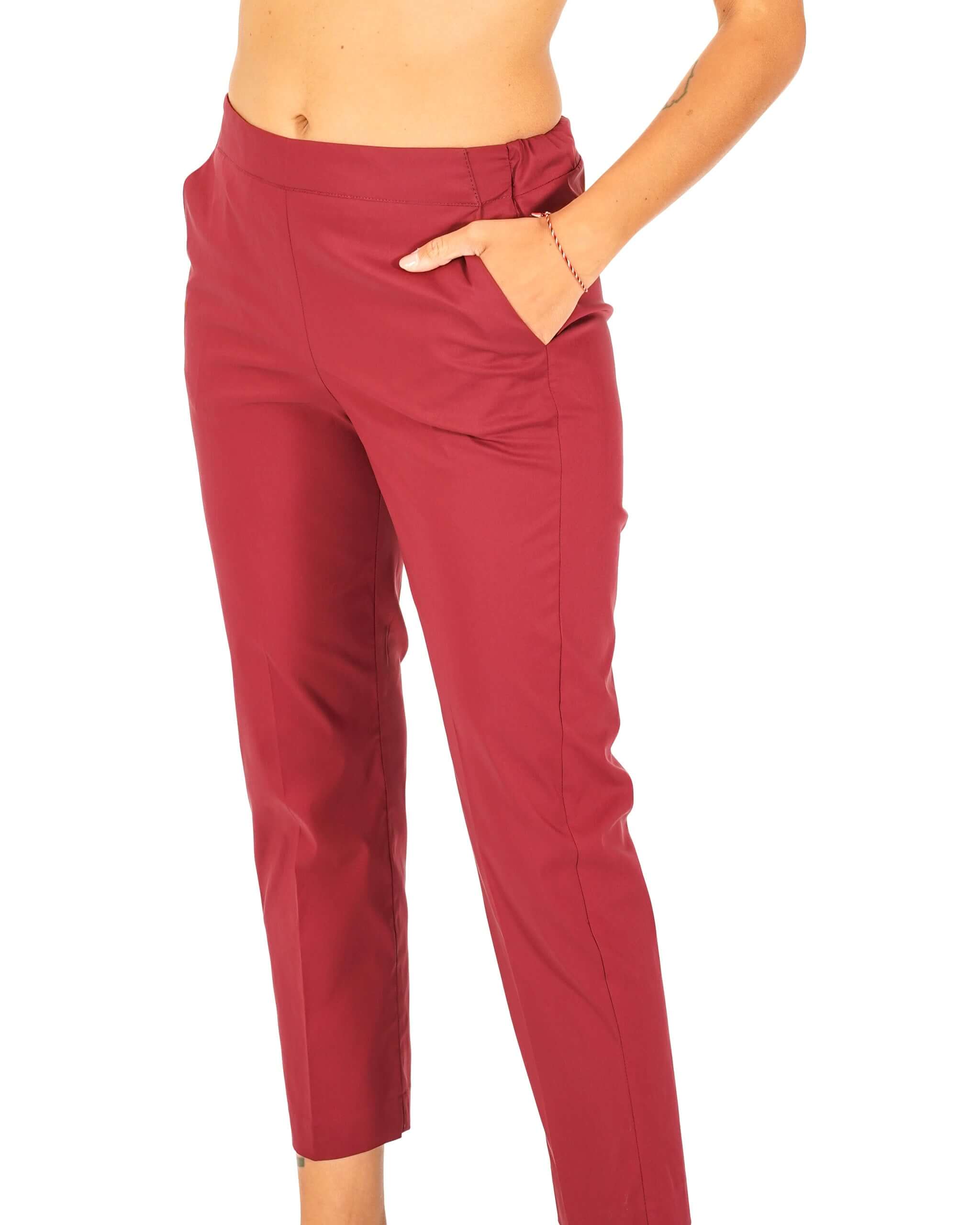 Pantaloni slim fit in tessuto di cotone con tasche ed elastico sul retro - Judas