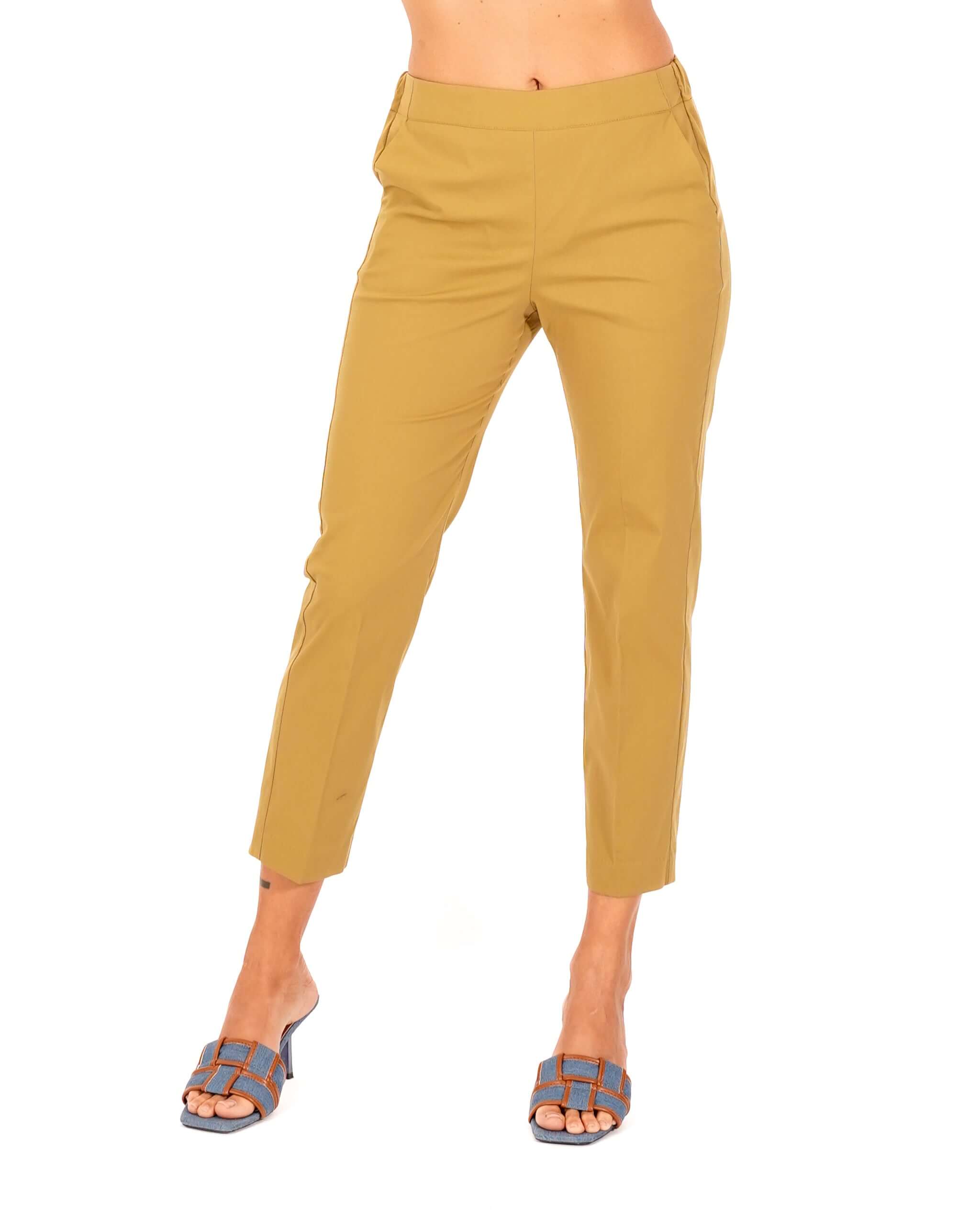 Pantaloni slim fit in tessuto di cotone con tasche ed elastico sul retro - Judas