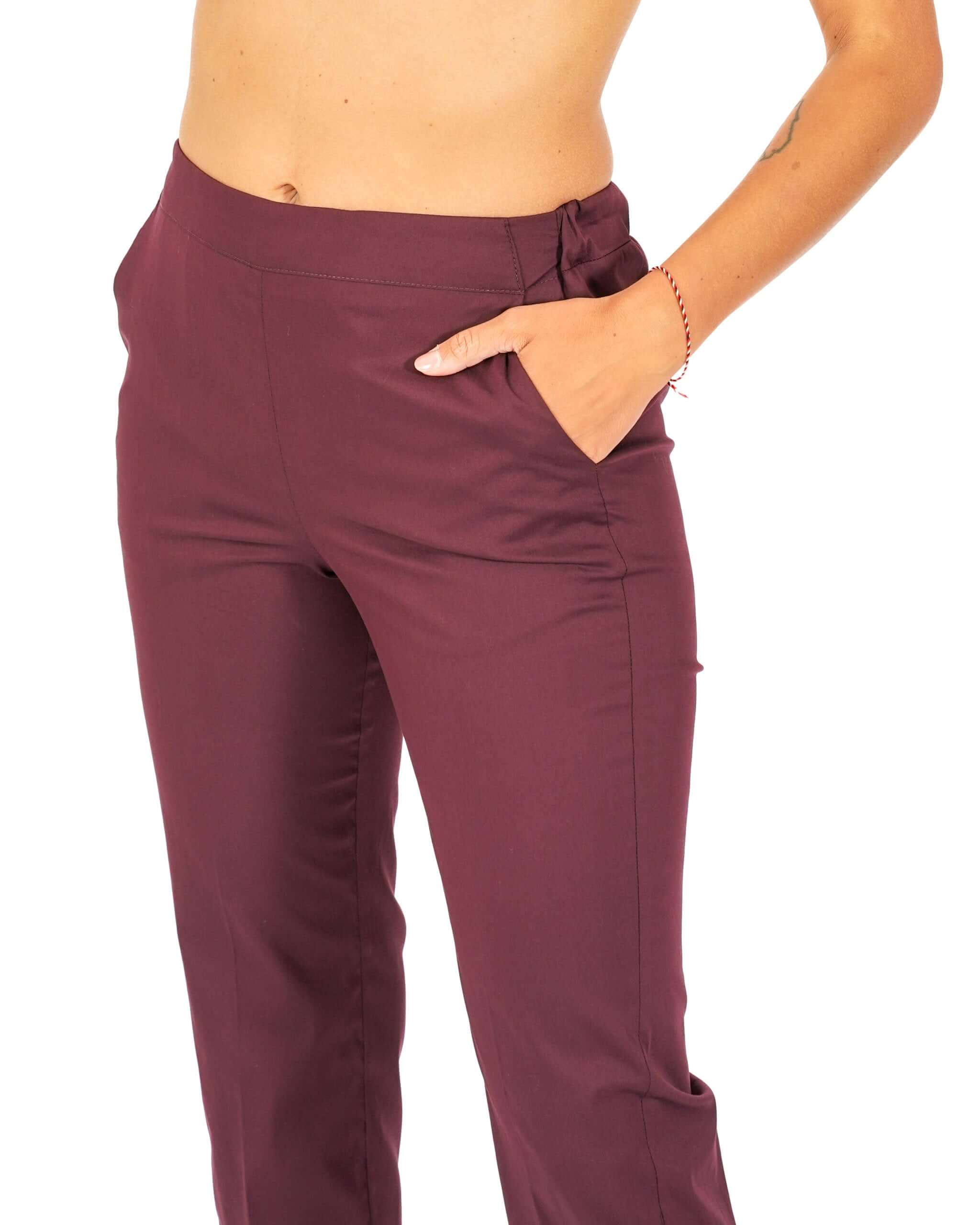 Pantaloni slim fit in tessuto di cotone con tasche ed elastico sul retro - Judas