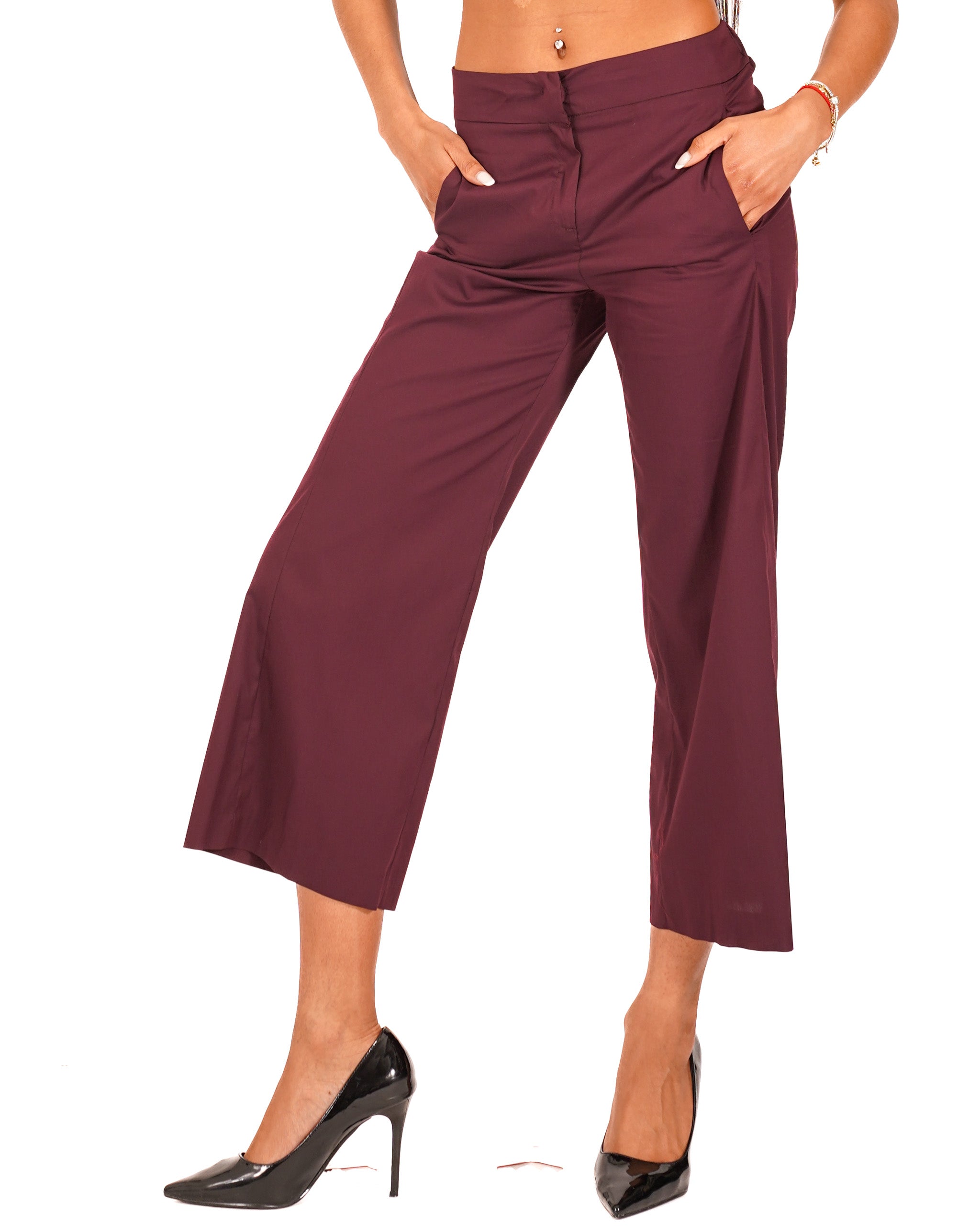 Pantaloni cropped in cotone regular fit - Manzano