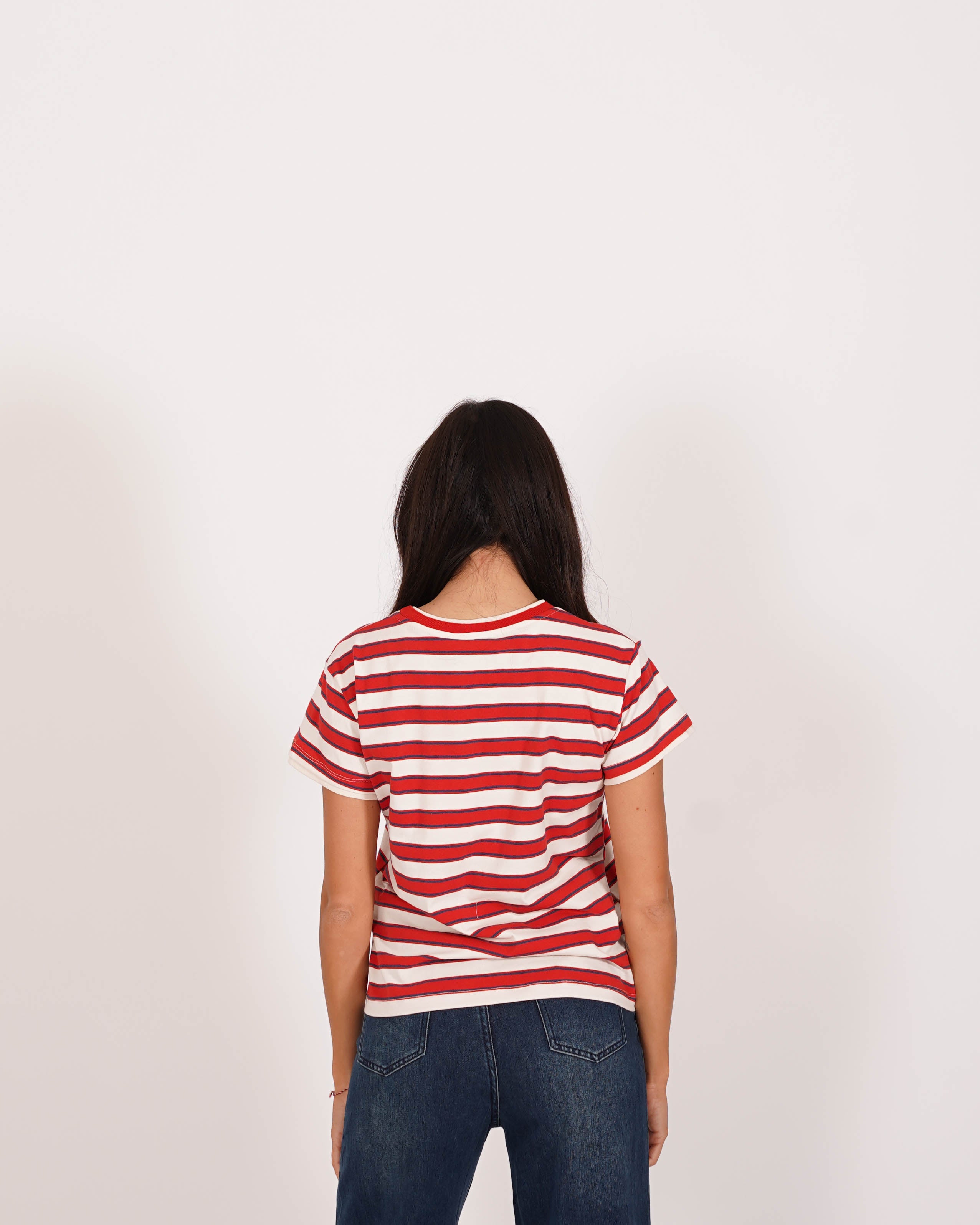 Shirt girocollo rigata mezza manica regular fit - Justine