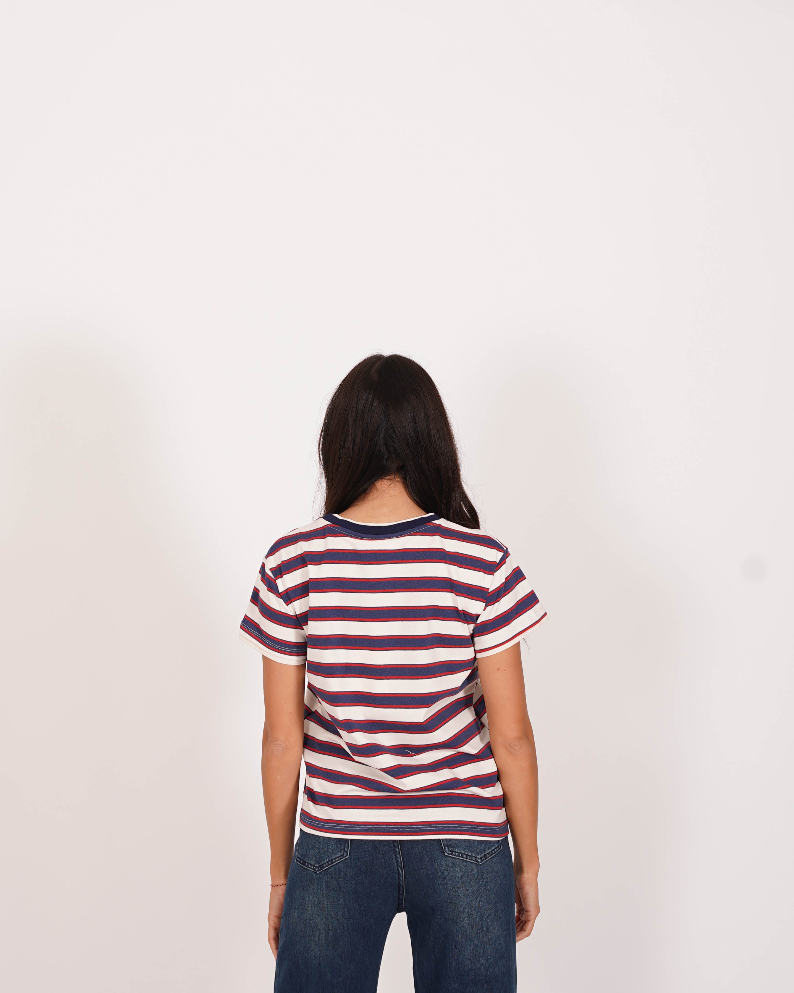 Shirt girocollo rigata mezza manica regular fit - Justine