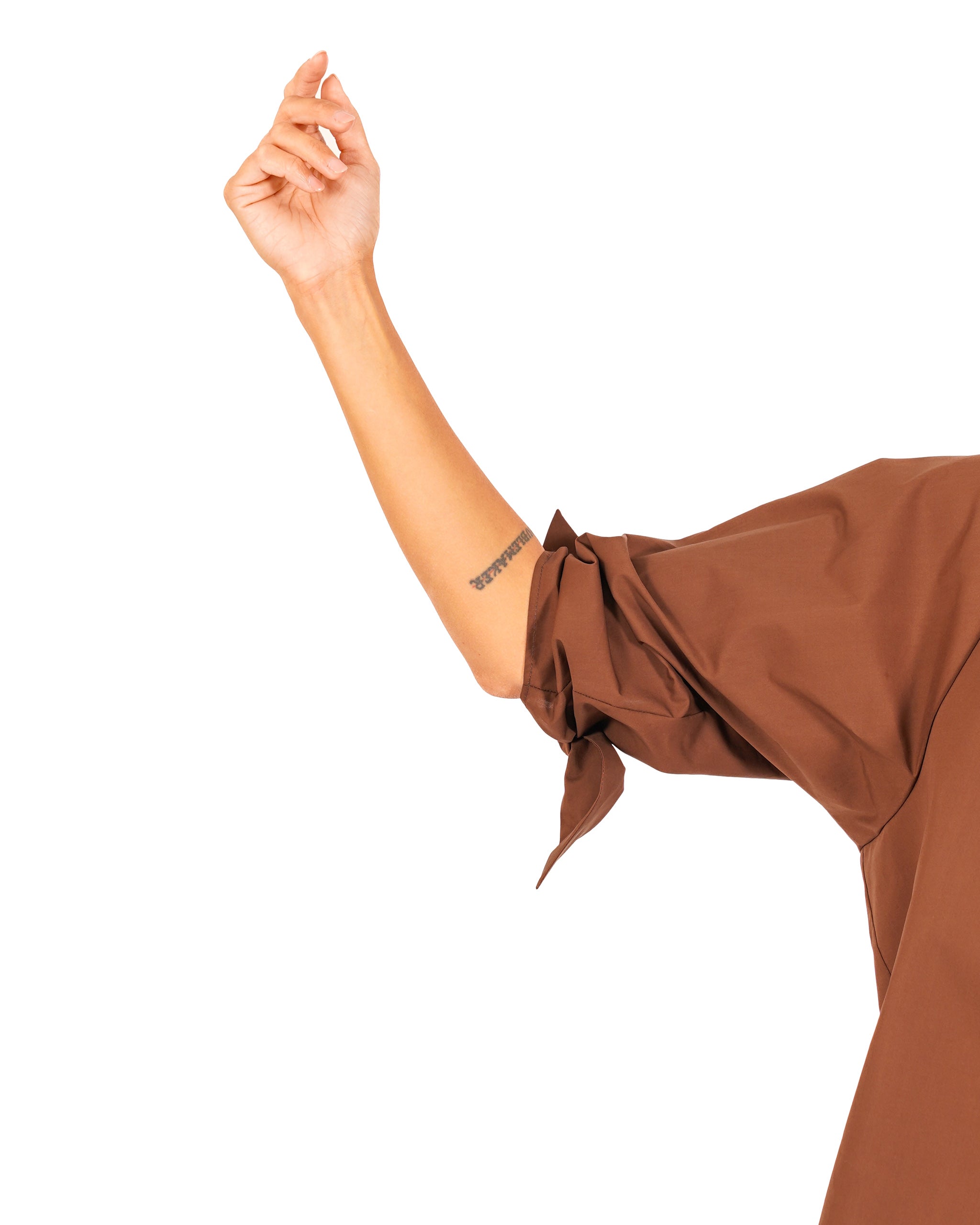 Blusa girocollo in cotone con fiocco su maniche - Tisbe