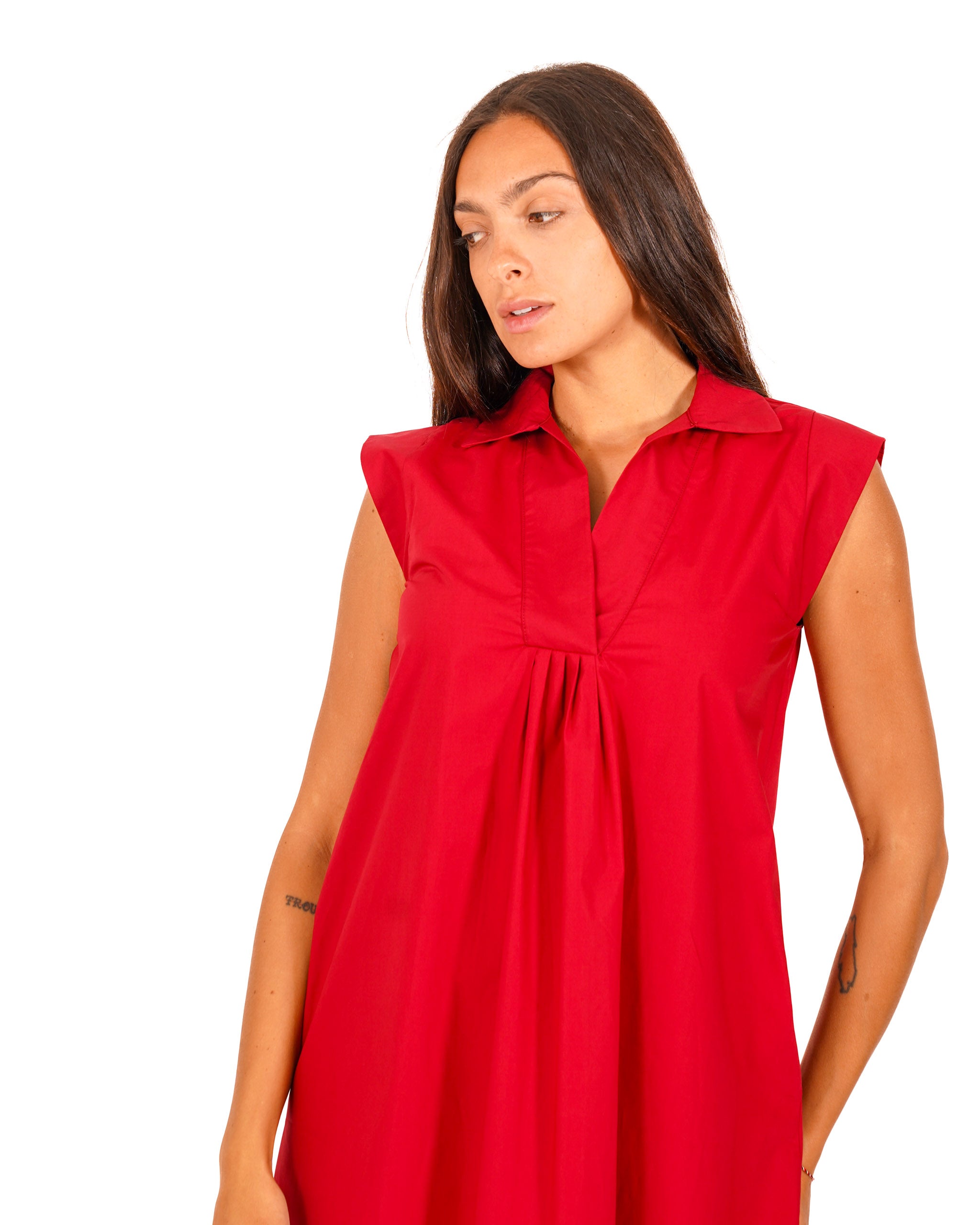 Abito con colletto e tasche in mano cotone - Magda