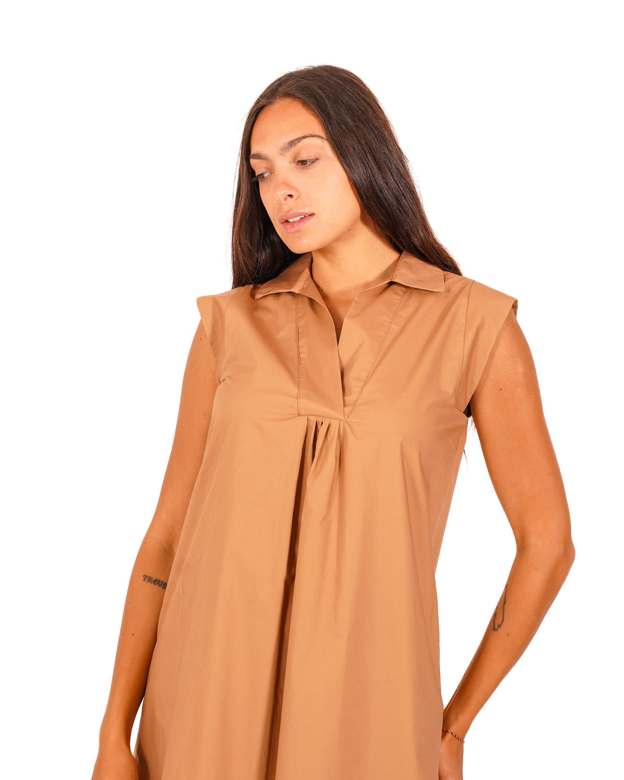 Abito con colletto e tasche in mano cotone - Magda