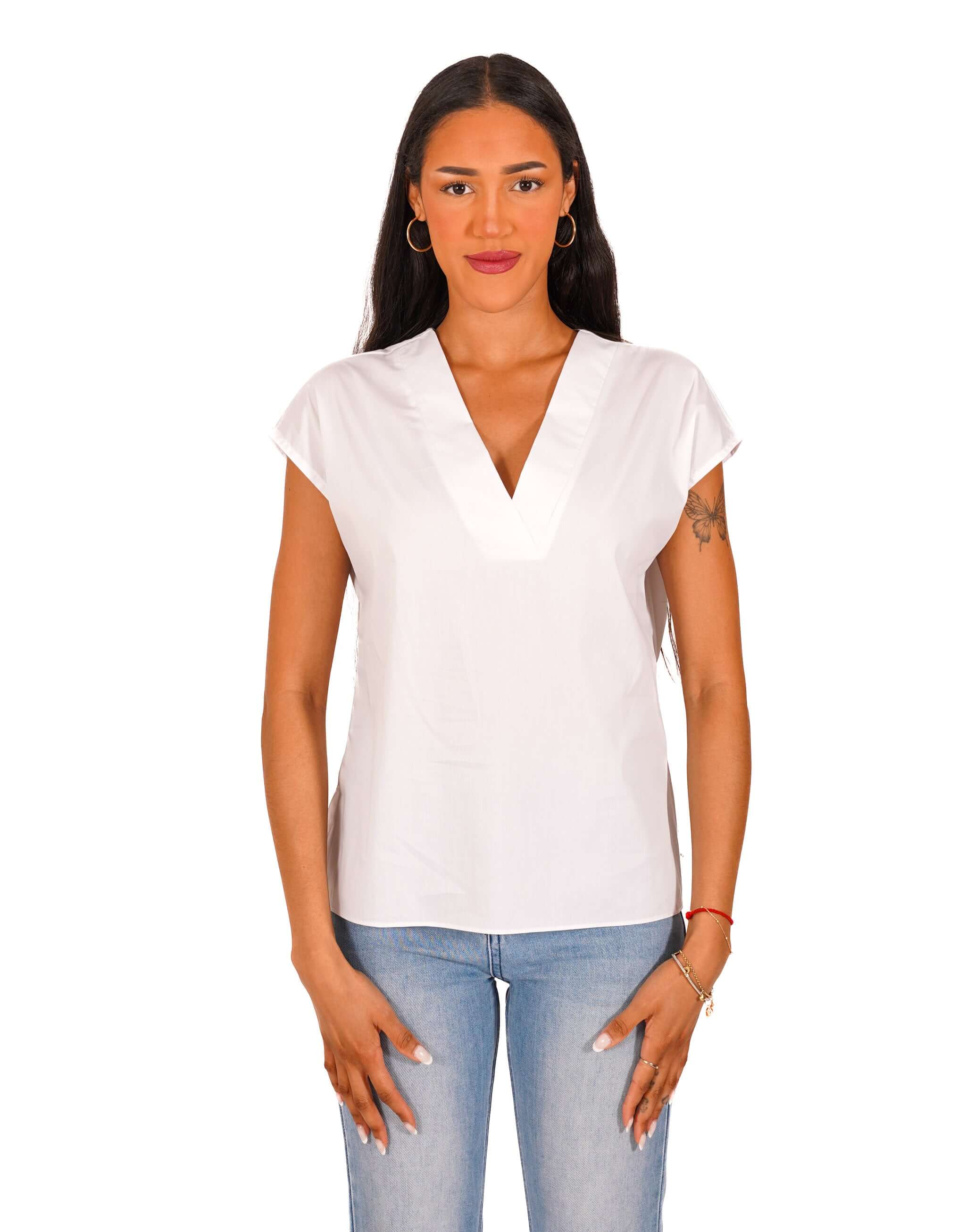 Blusa scollo a v in cotone - Samira