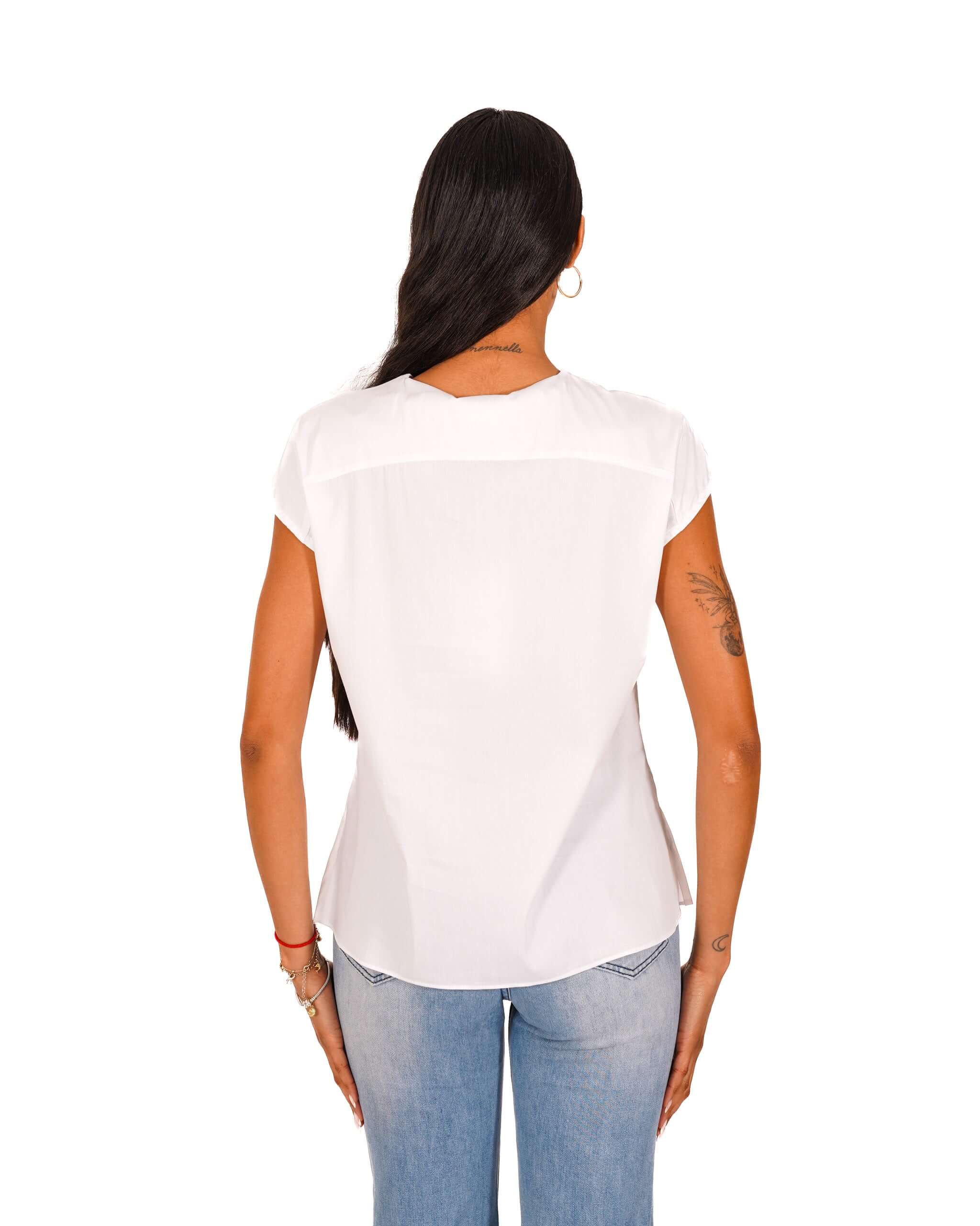 Blusa scollo a v in cotone - Samira