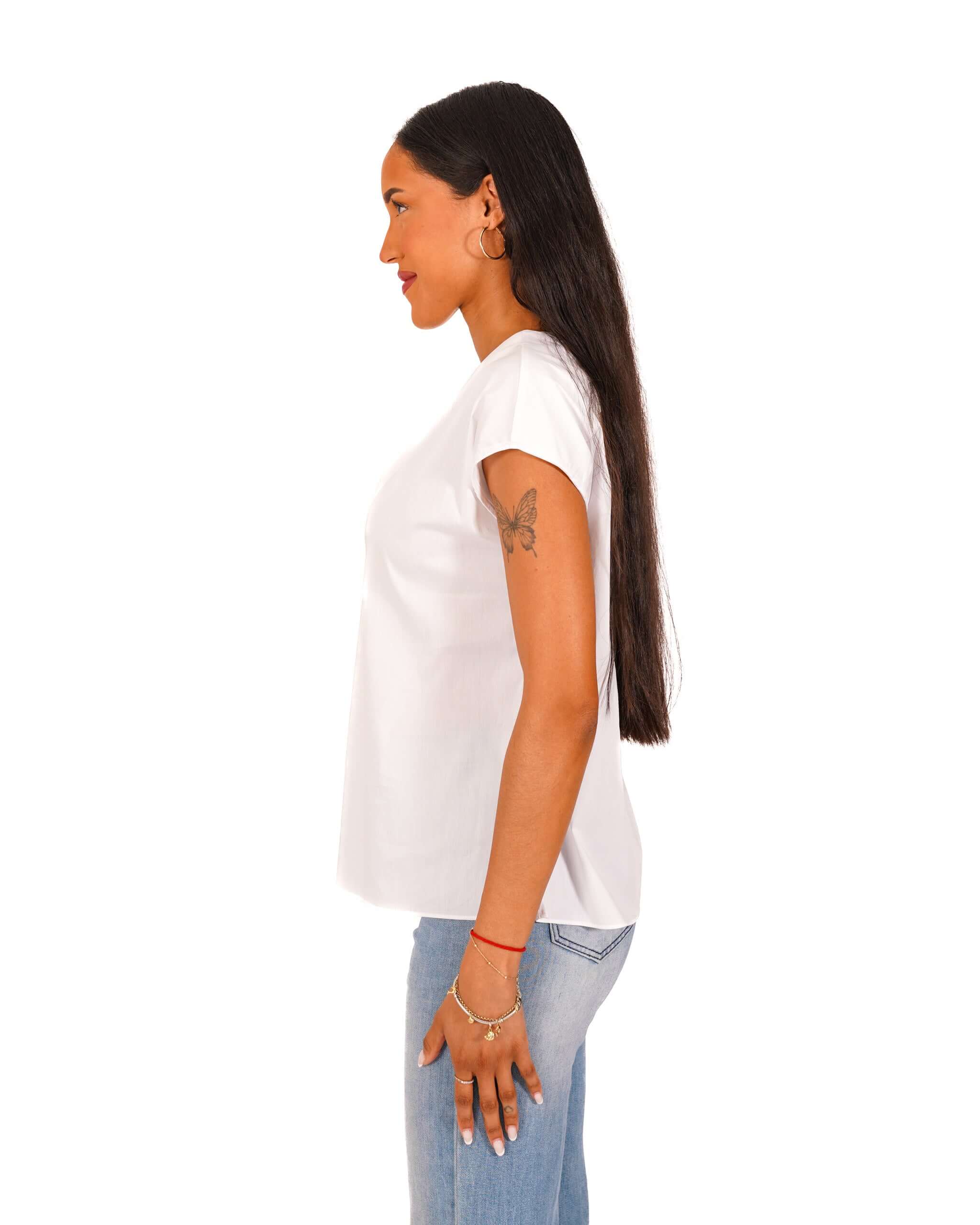 Blusa scollo a v in cotone - Samira