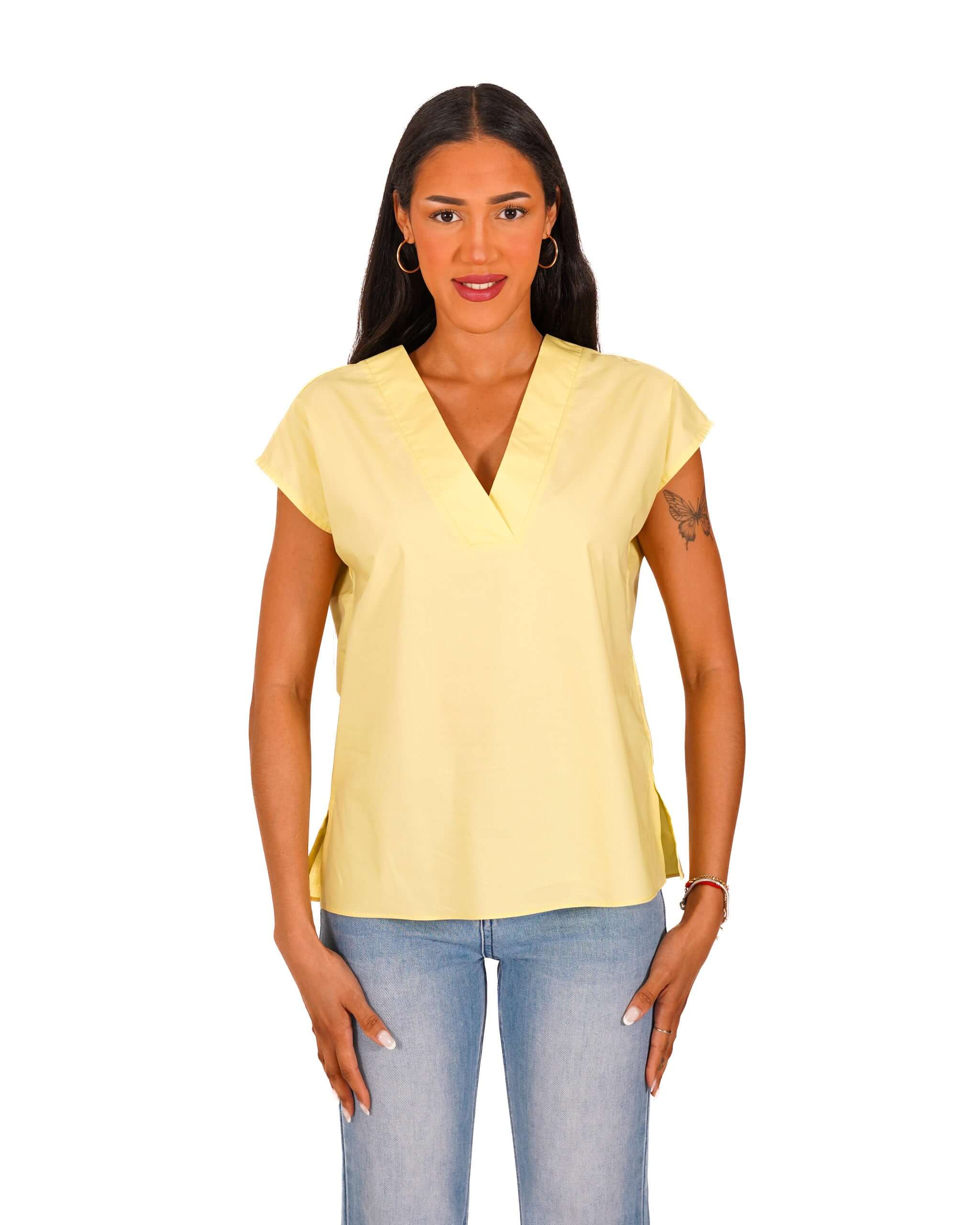 Blusa scollo a v in cotone - Samira