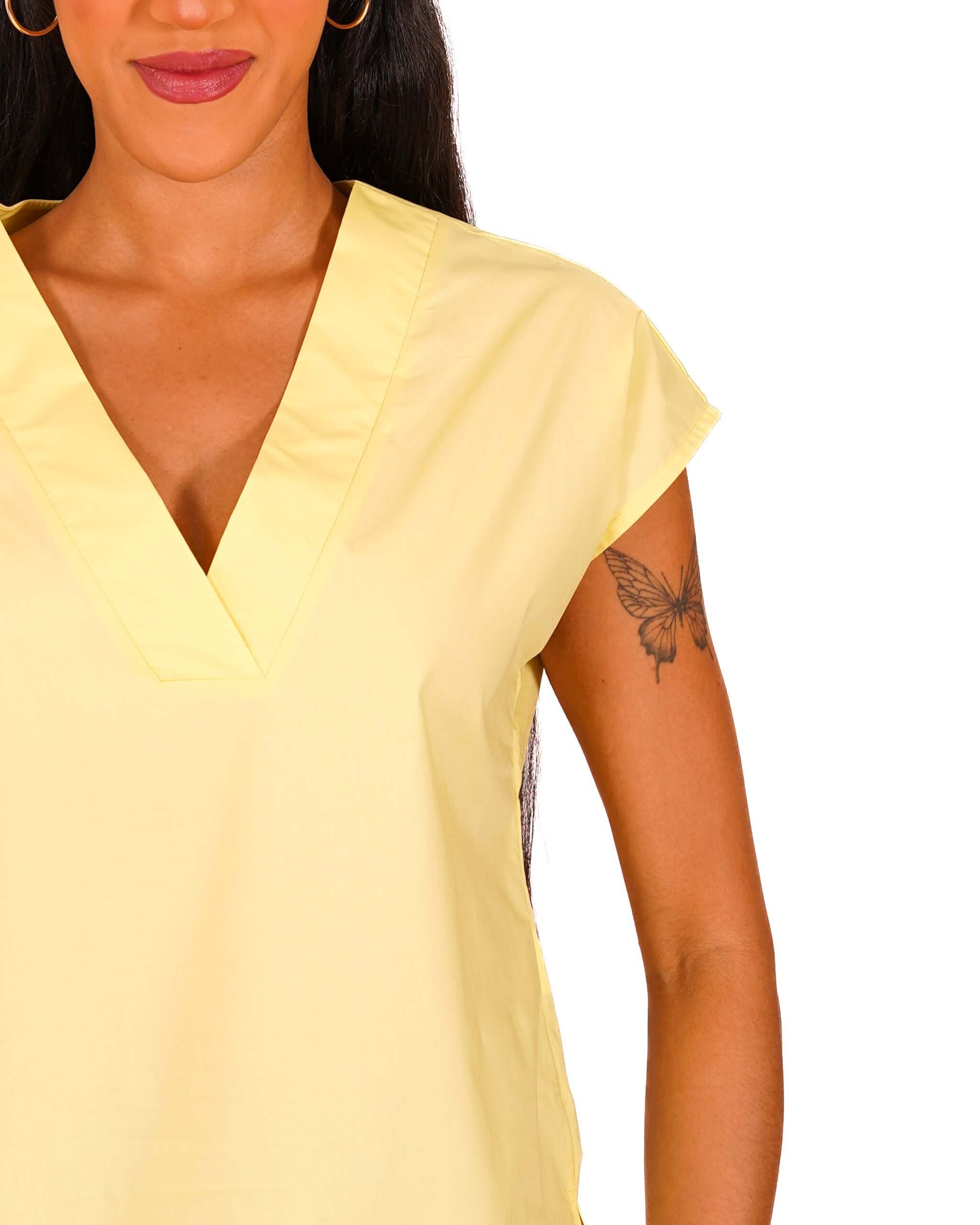 Blusa scollo a v in cotone - Samira