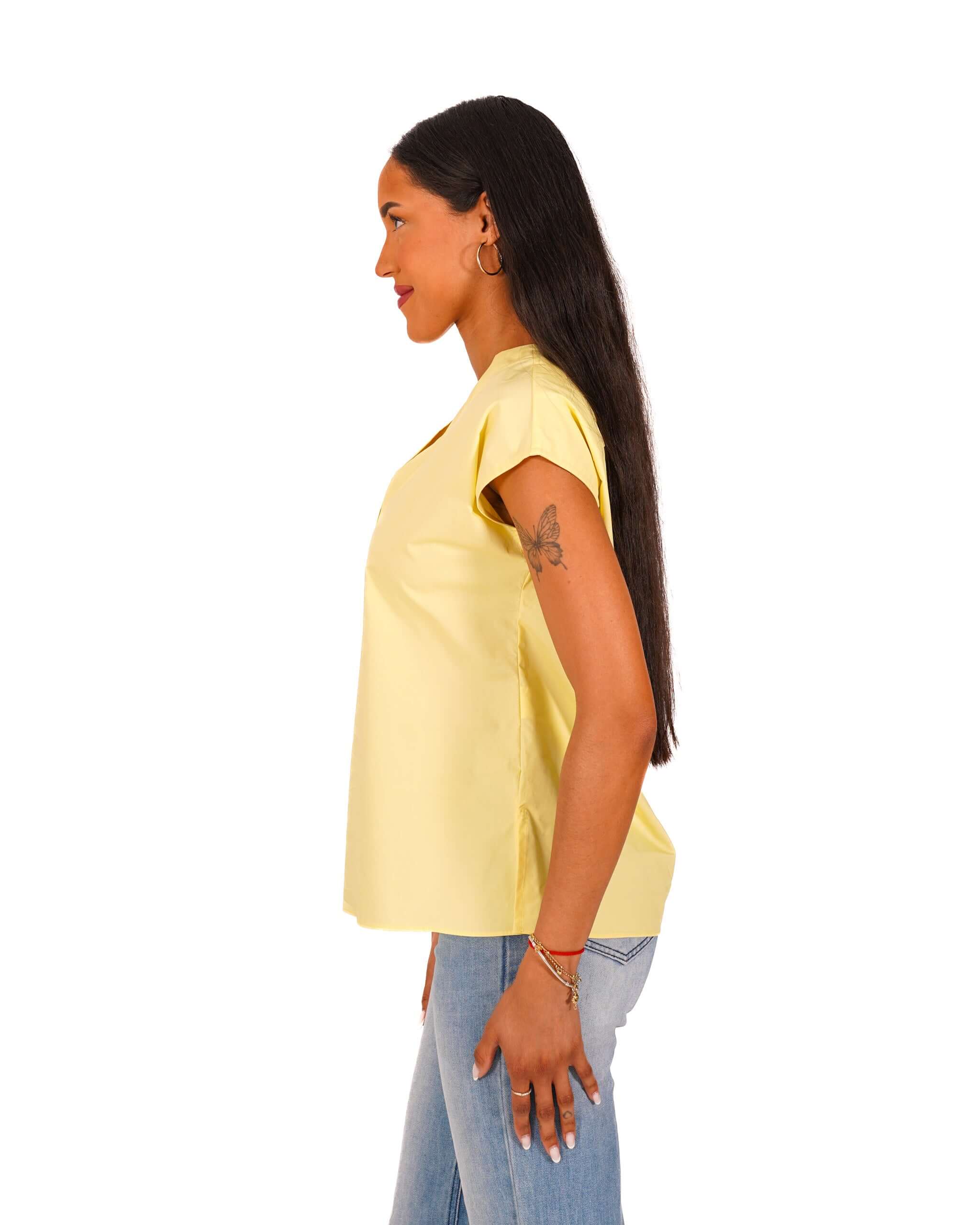 Blusa scollo a v in cotone - Samira
