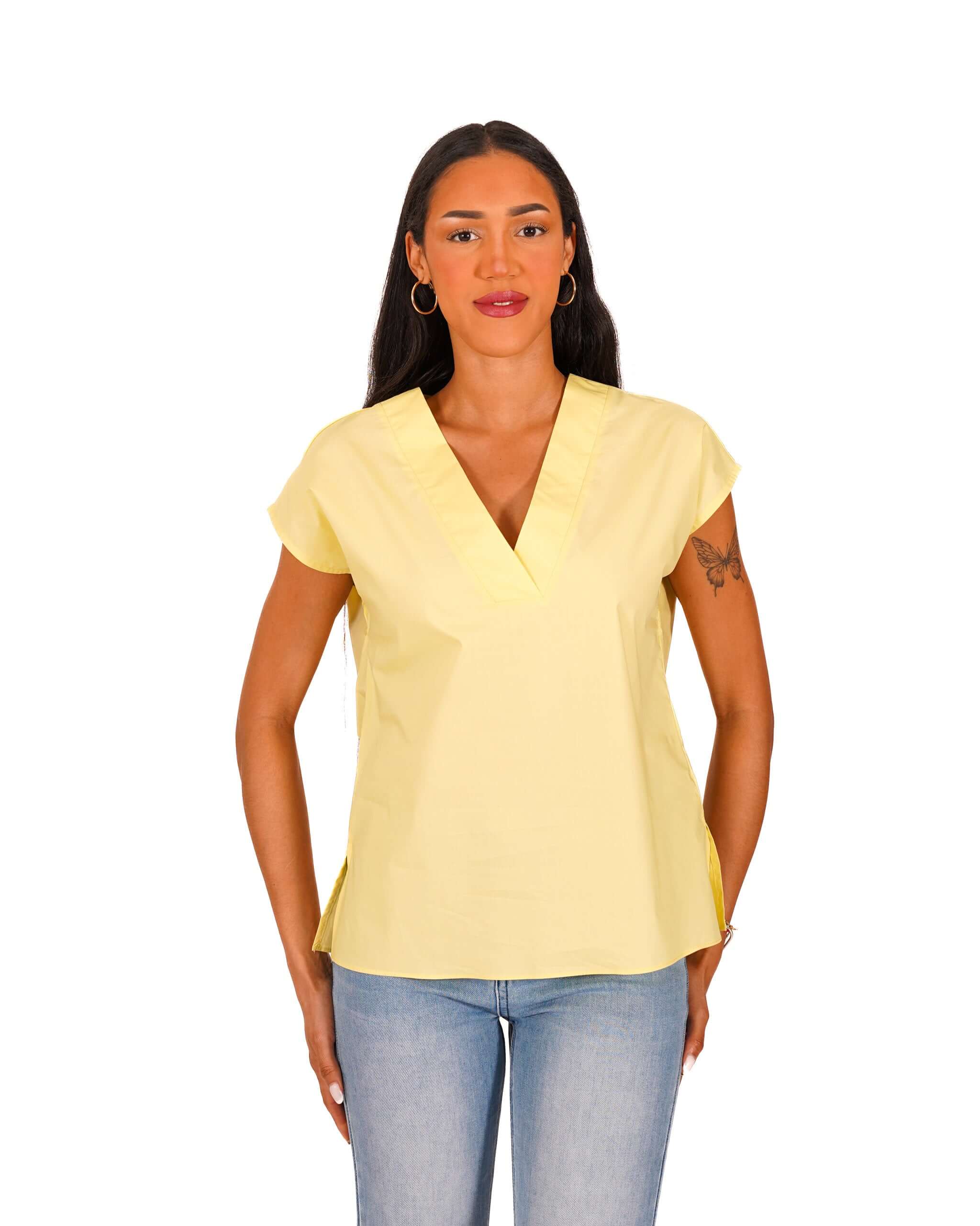 Blusa scollo a v in cotone - Samira