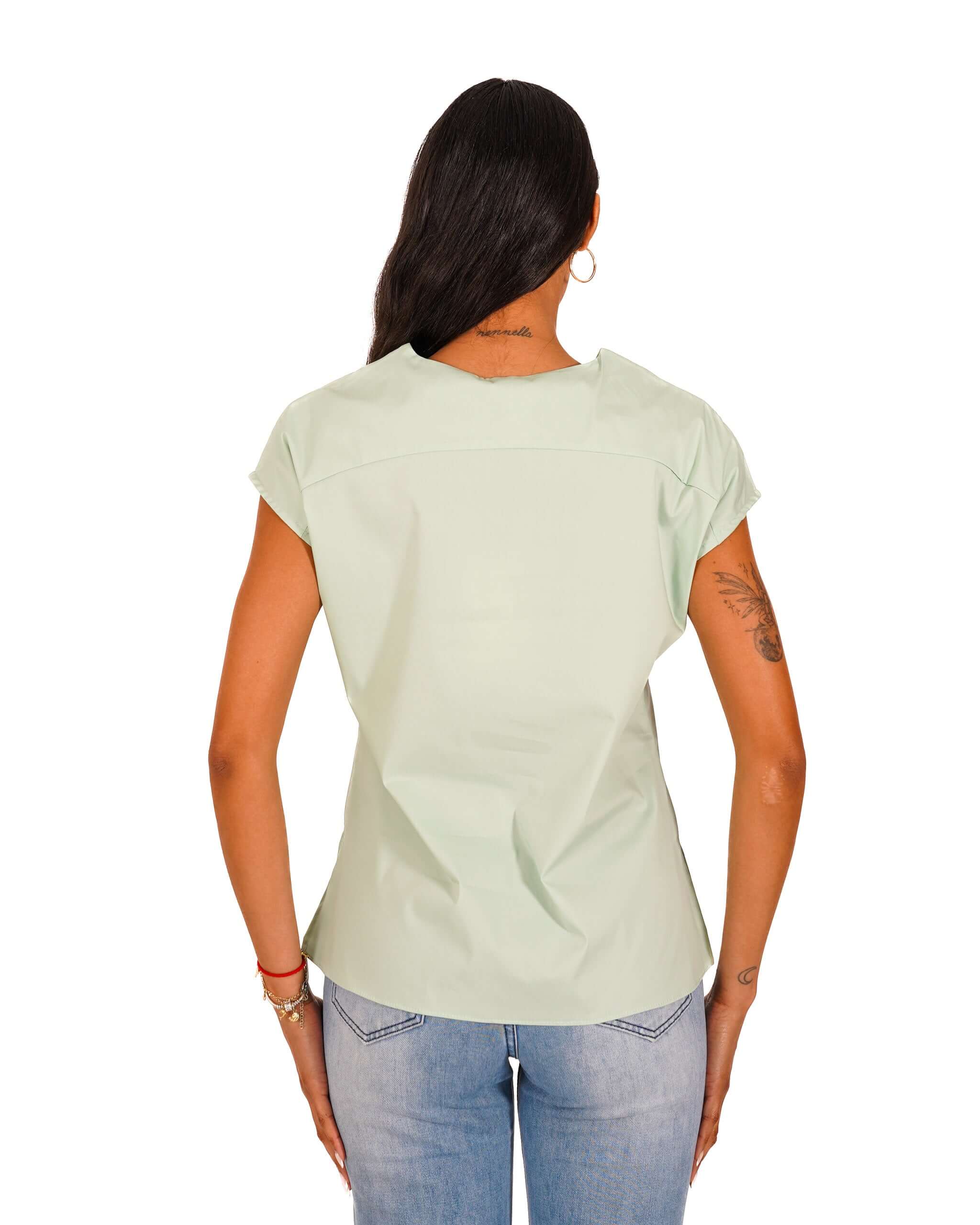 Blusa scollo a v in cotone - Samira