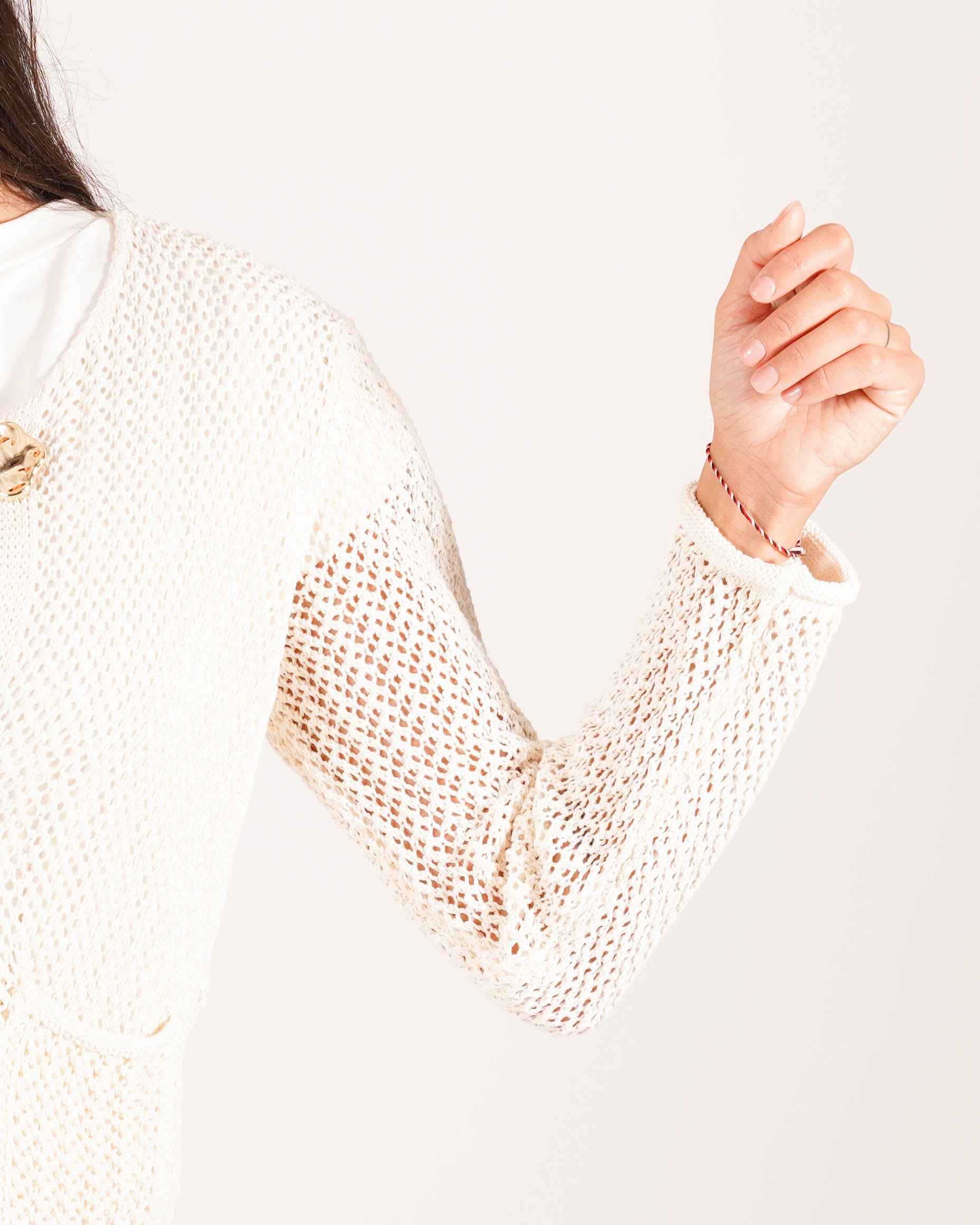 Cardigan in filo di cotone con bottoni oro e tasche frontali - Canarino
