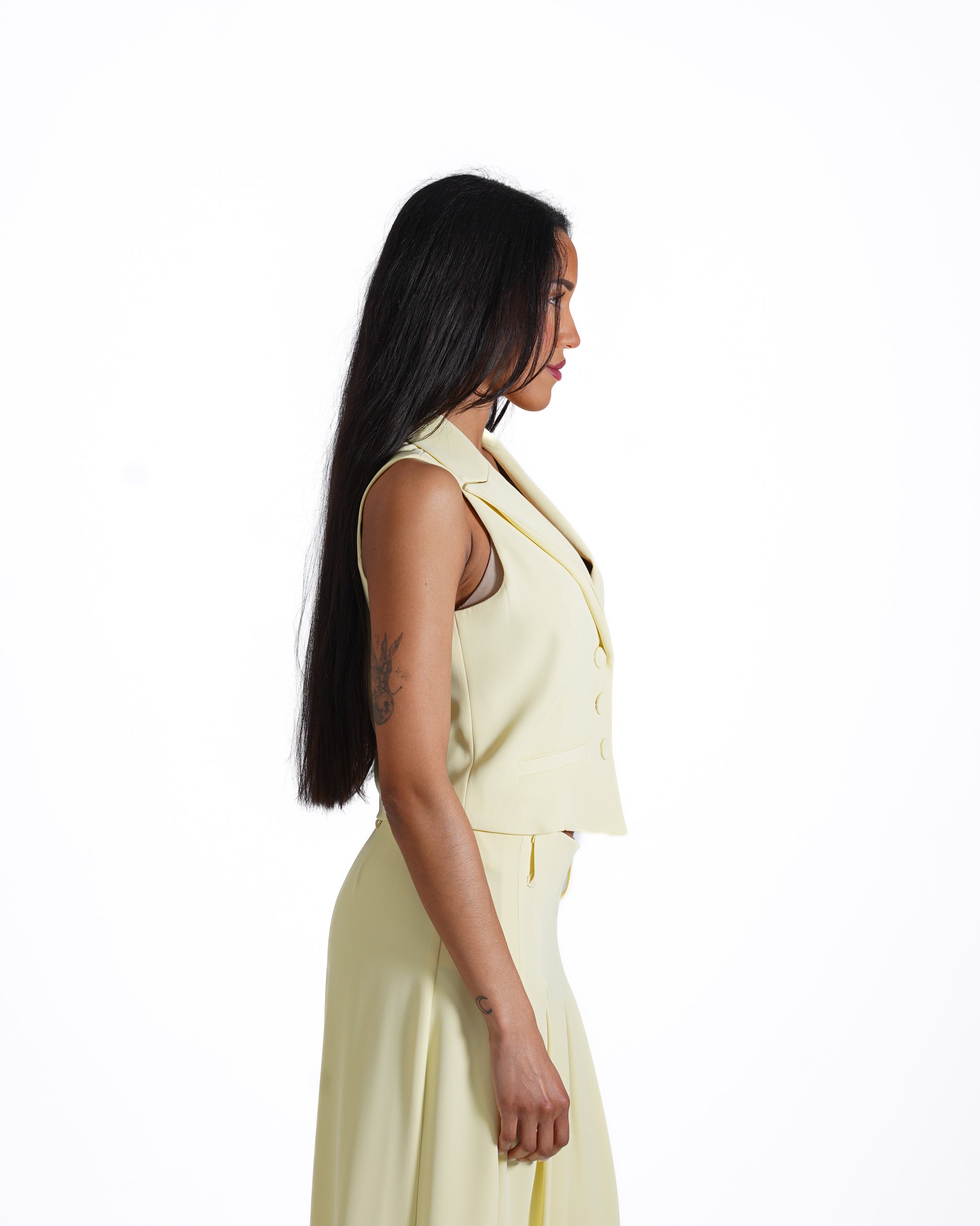 Gilet monopetto in crepe con collo a lancia - Marika