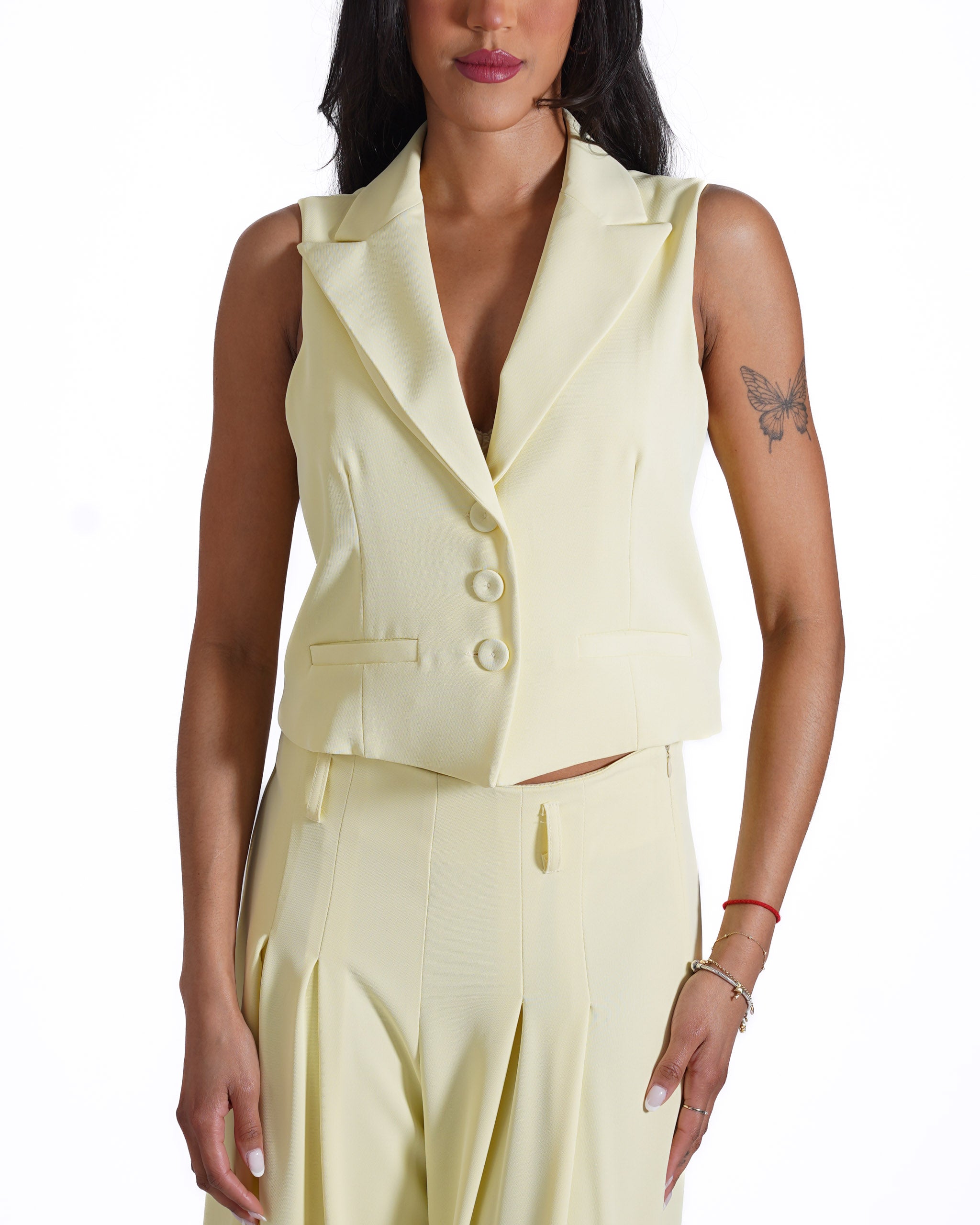 Gilet monopetto in crepe con collo a lancia - Marika
