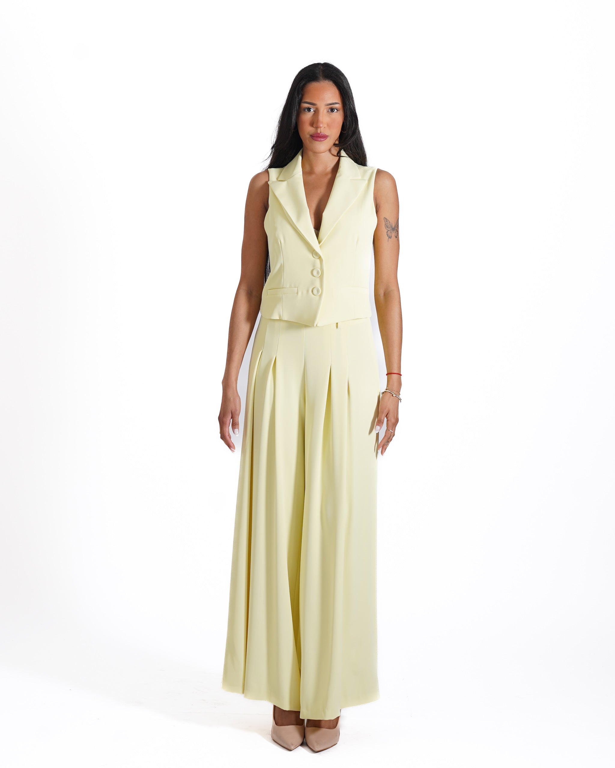 Gilet monopetto in crepe con collo a lancia - Marika