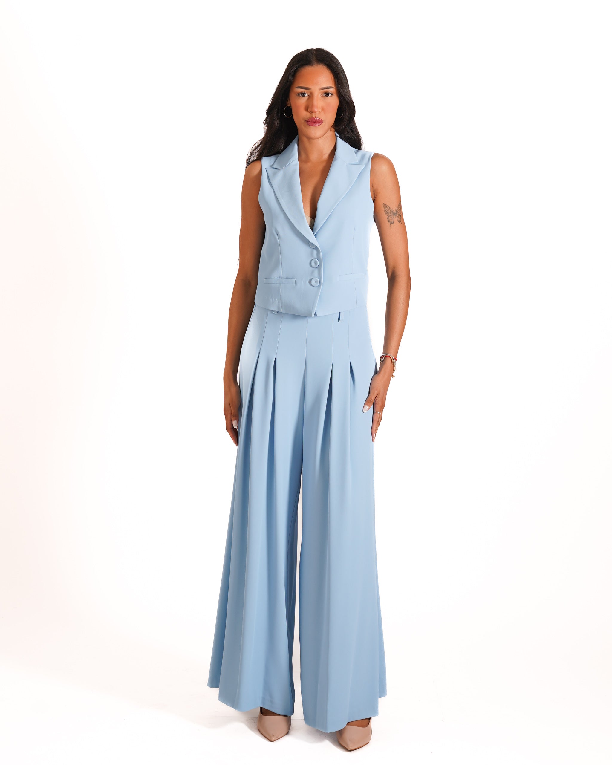 Gilet monopetto in crepe con collo a lancia - Marika
