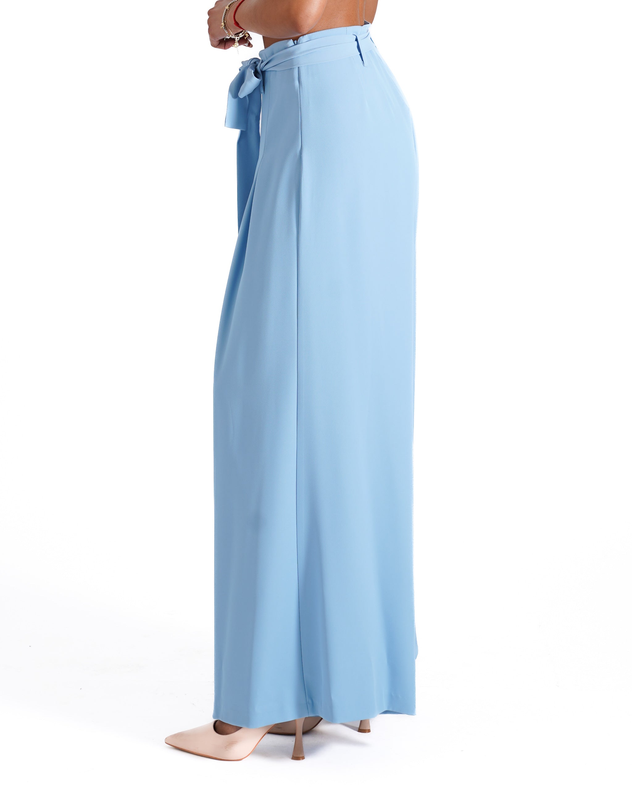 Pantaloni palazzo a vita alta in cady crepe - Ancilla