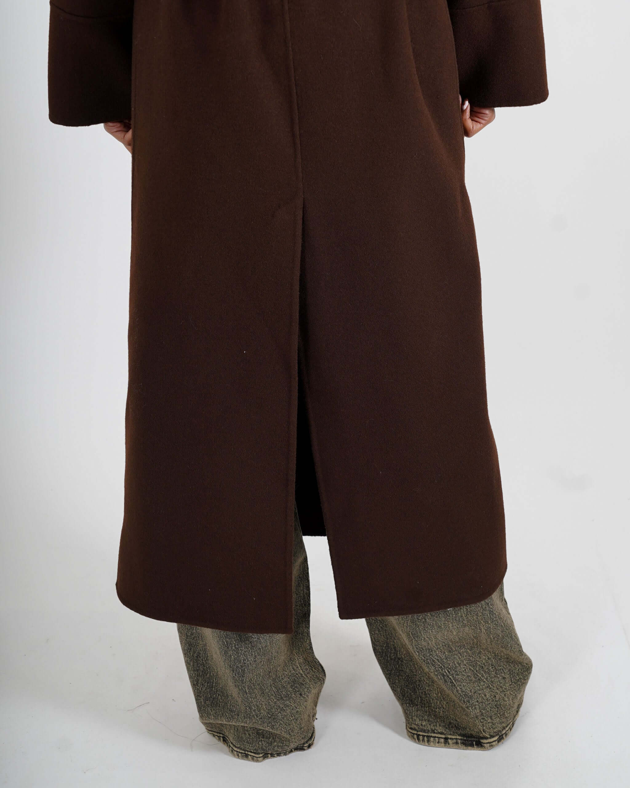 Cappotto lungo con cappuccio e cintura removibile in tessuto double di lana - Bertolucci - Hope Fashion