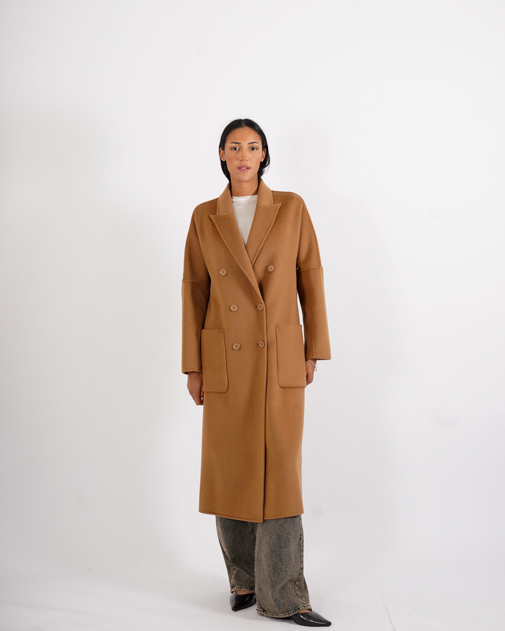 Cappotto lungo doppio petto in misto lana - Enola